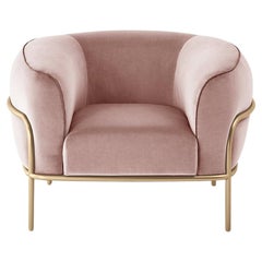 Sophie Armchair / Lounge Chair by Gallotti & Radice in Satin Brass and Velvet