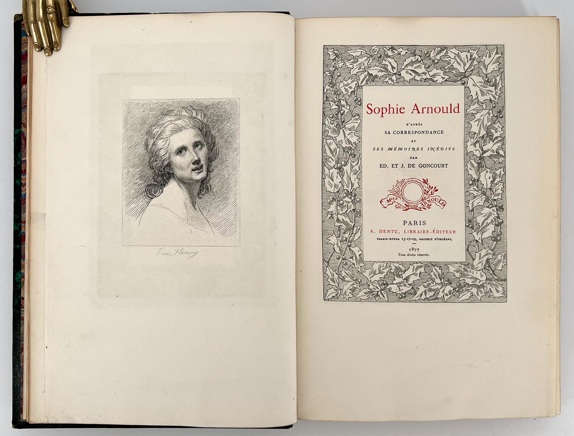 French Sophie Arnould d'après sa correspondance... GONCOURT bros., deluxe, illustrated For Sale