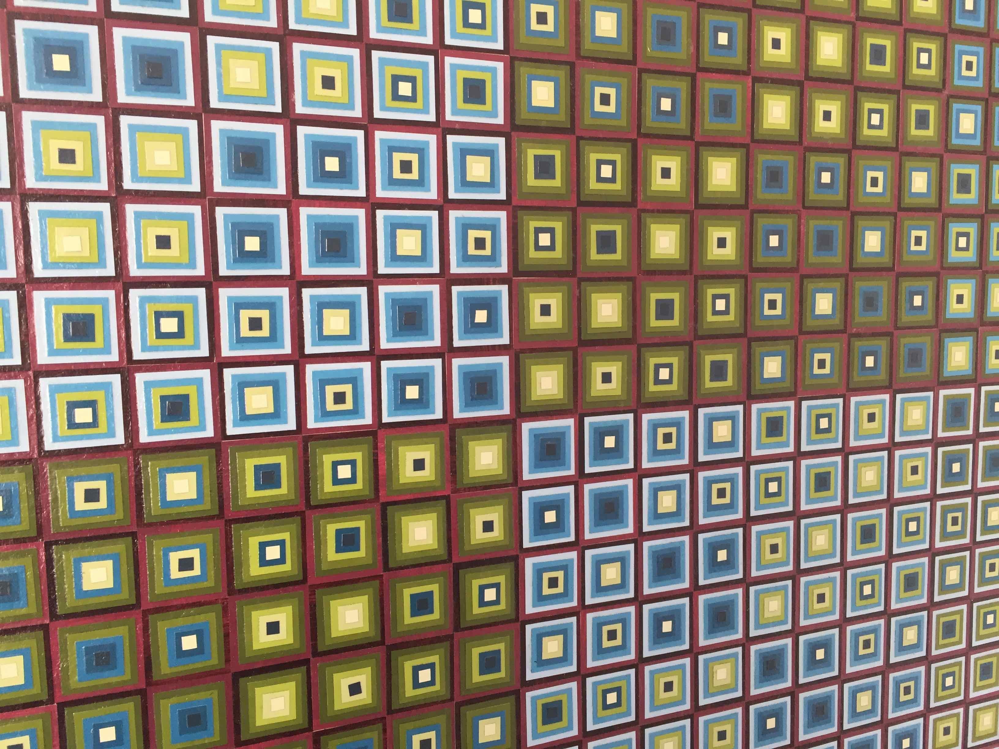Squares Squared I: Hand-painted and Collaged Squares by Sophie Arup For Sale 11