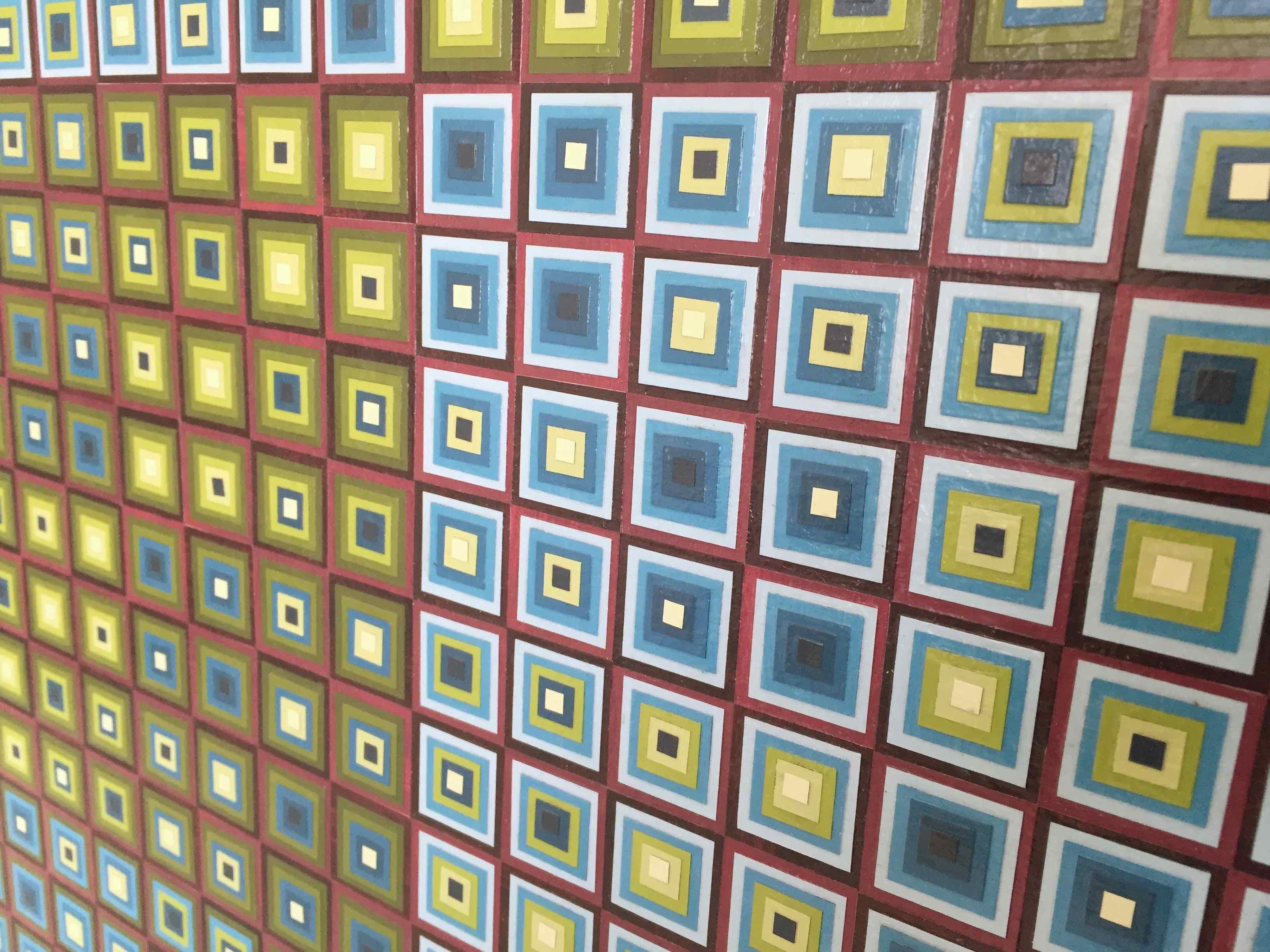 Squares Squared I: Hand-painted and Collaged Squares by Sophie Arup For Sale 5
