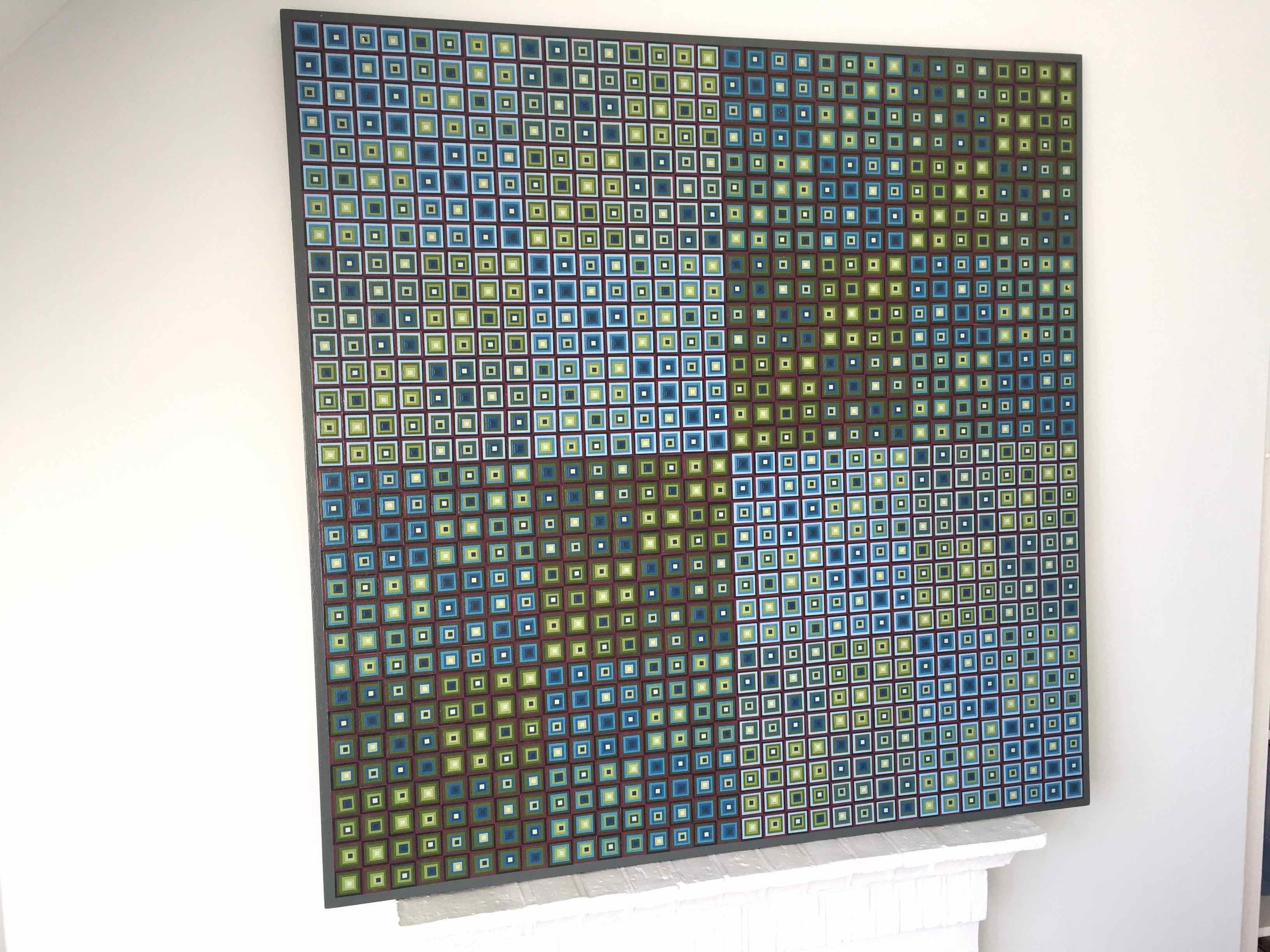 Squares Squared I: Hand-painted and Collaged Squares by Sophie Arup For Sale 7