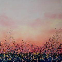 Dawn Moor, Zeitgenössisches Landschaftsgemälde im abstrakten Stil, expressionistisches Blumengemälde