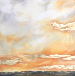 Golden Haze de Sophie Berger, peinture dorée, peinture abstraite, paysage 