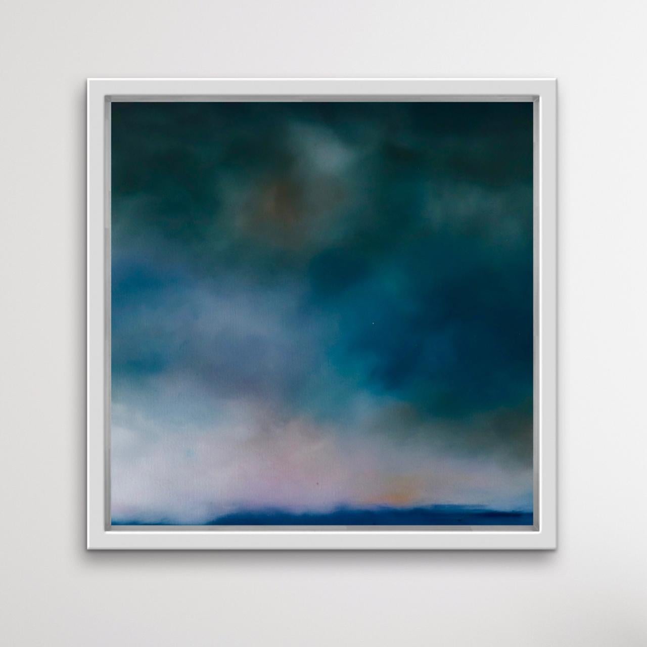 Say It Again is an original oil painting by Sophie Berger. The varying light and dark tones are effortlessly married together by Berger’s painting style to create an atmospheric piece. This piece is based on the ever-changing skies and unpredictable