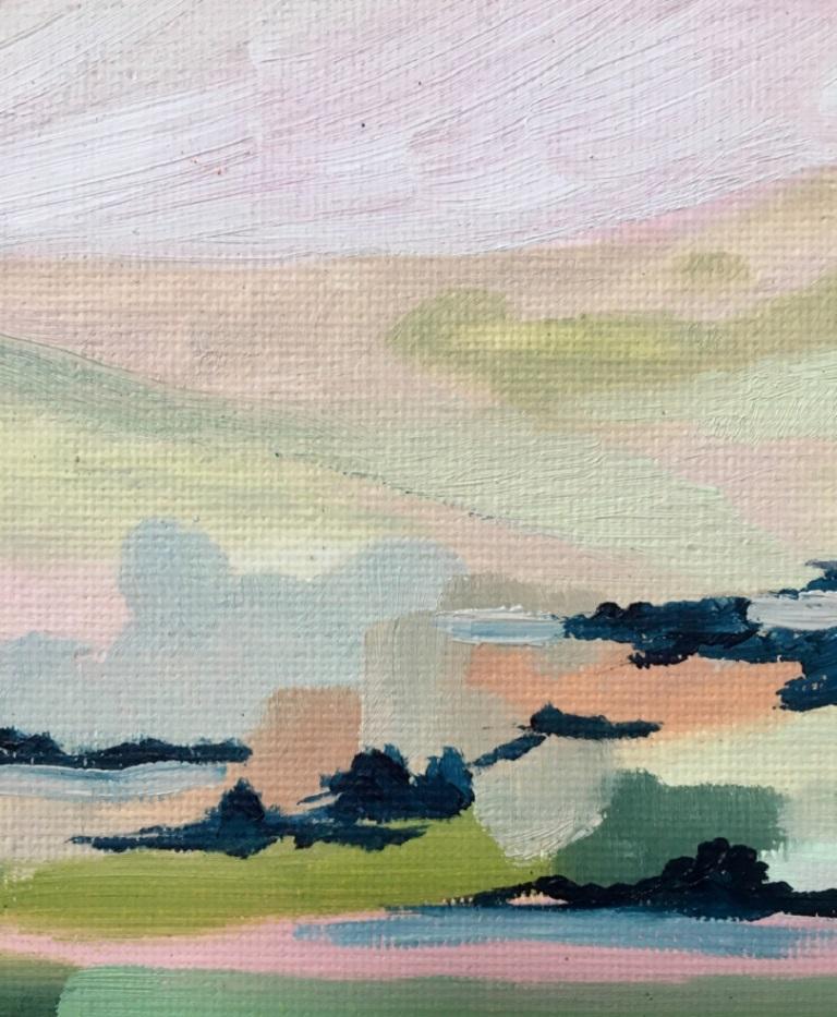 Soft Light Over Dartmoor, Sophie Berger, Landscape painting, Pastel colours For Sale 1