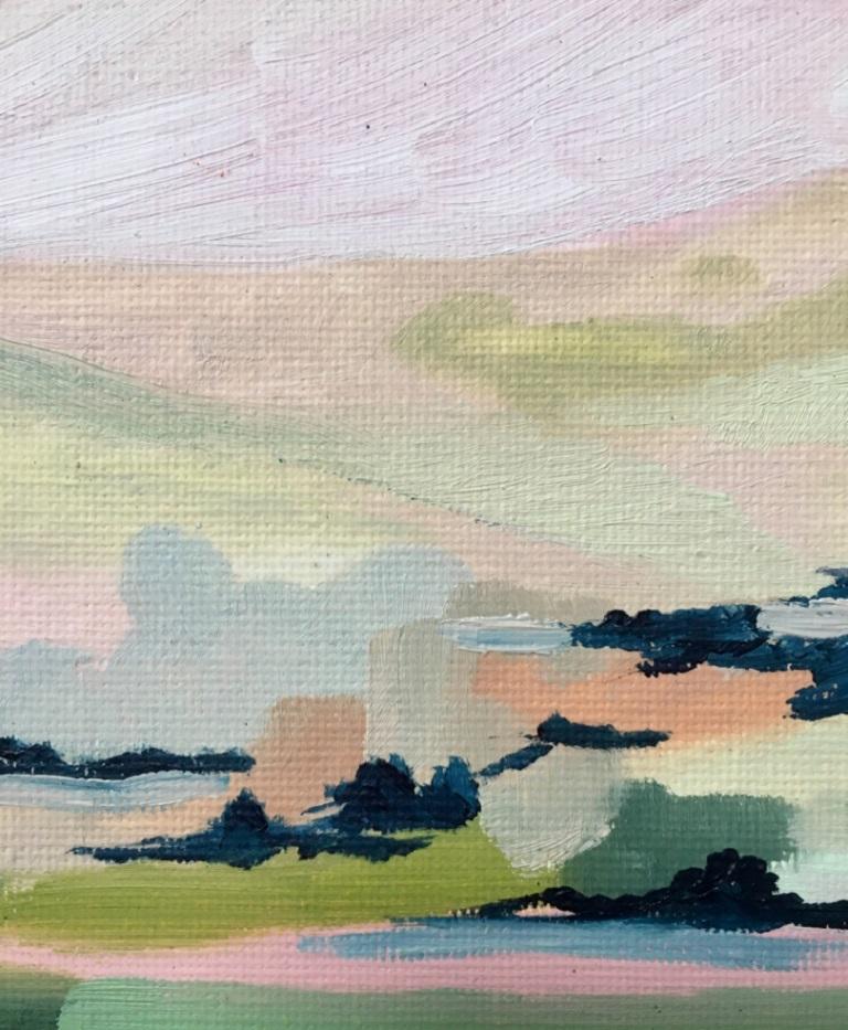 Luz suave sobre Dartmoor, Sophie Berger, Pintura de paisaje, Colores al pastel en venta 4