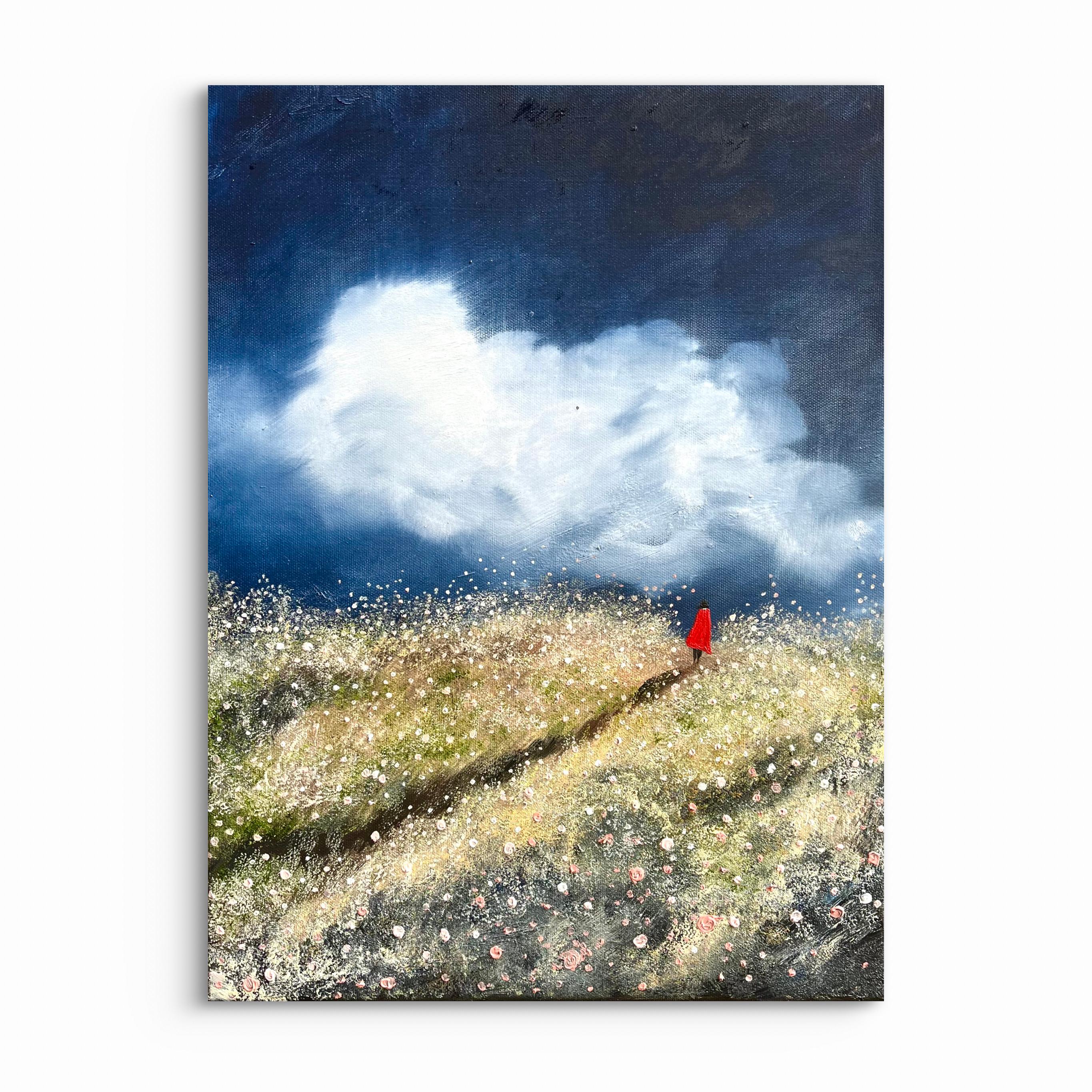 Le chemin sous l'orage, peinture originale, paysage, nature, abstrait en vente 5