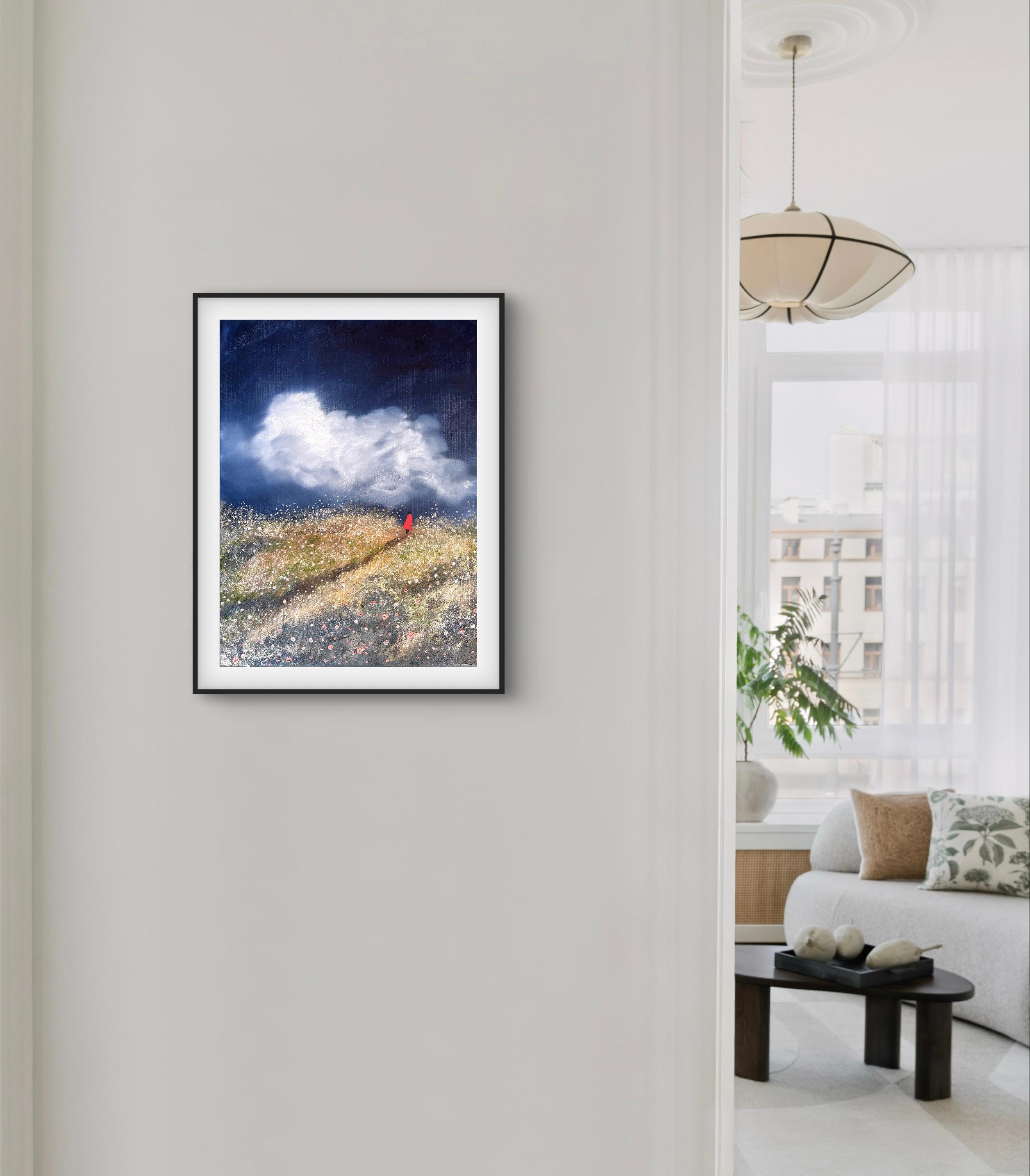 Le chemin sous l'orage, peinture originale, paysage, nature, abstrait en vente 1