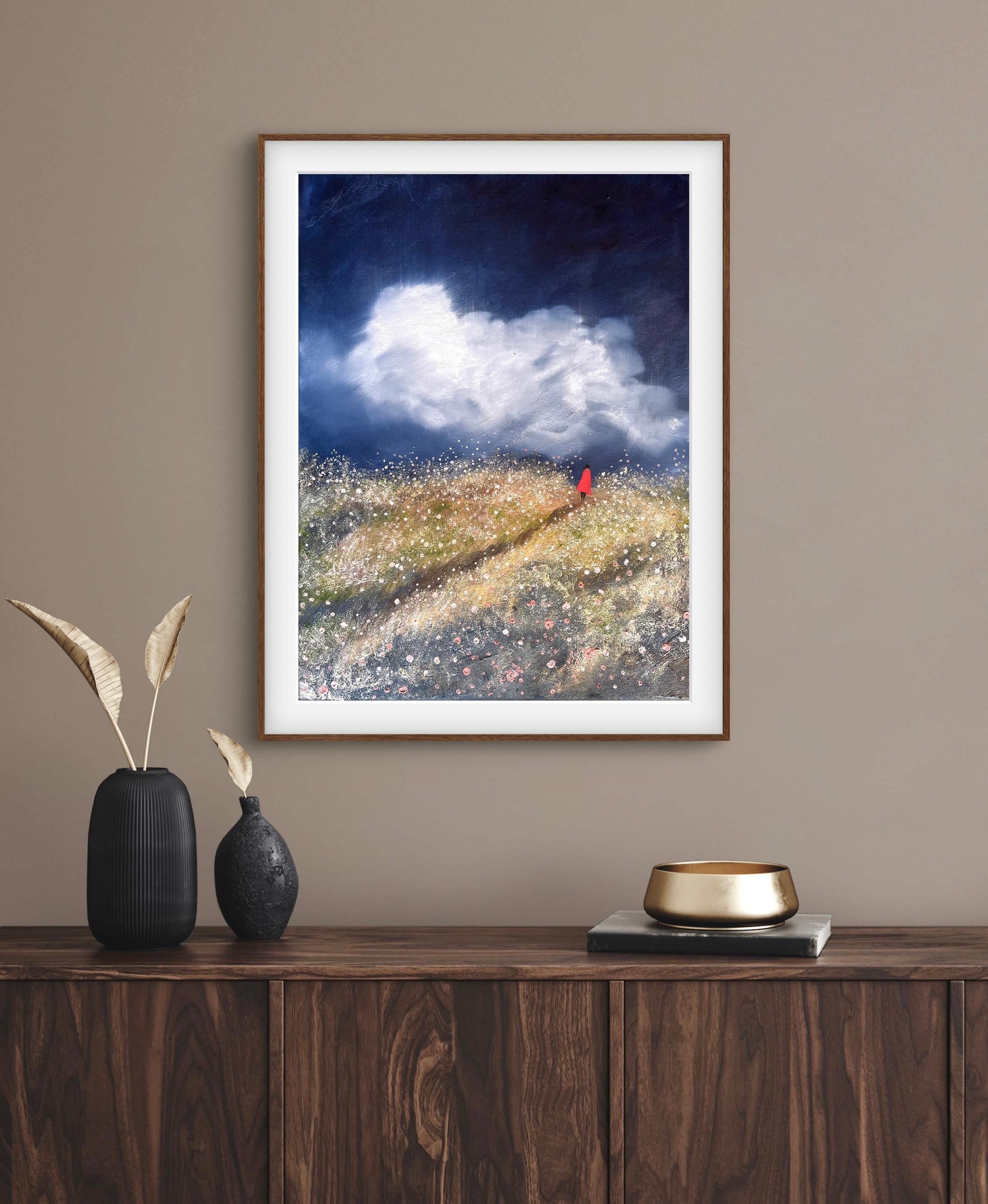 Le chemin sous l'orage, peinture originale, paysage, nature, abstrait en vente 3