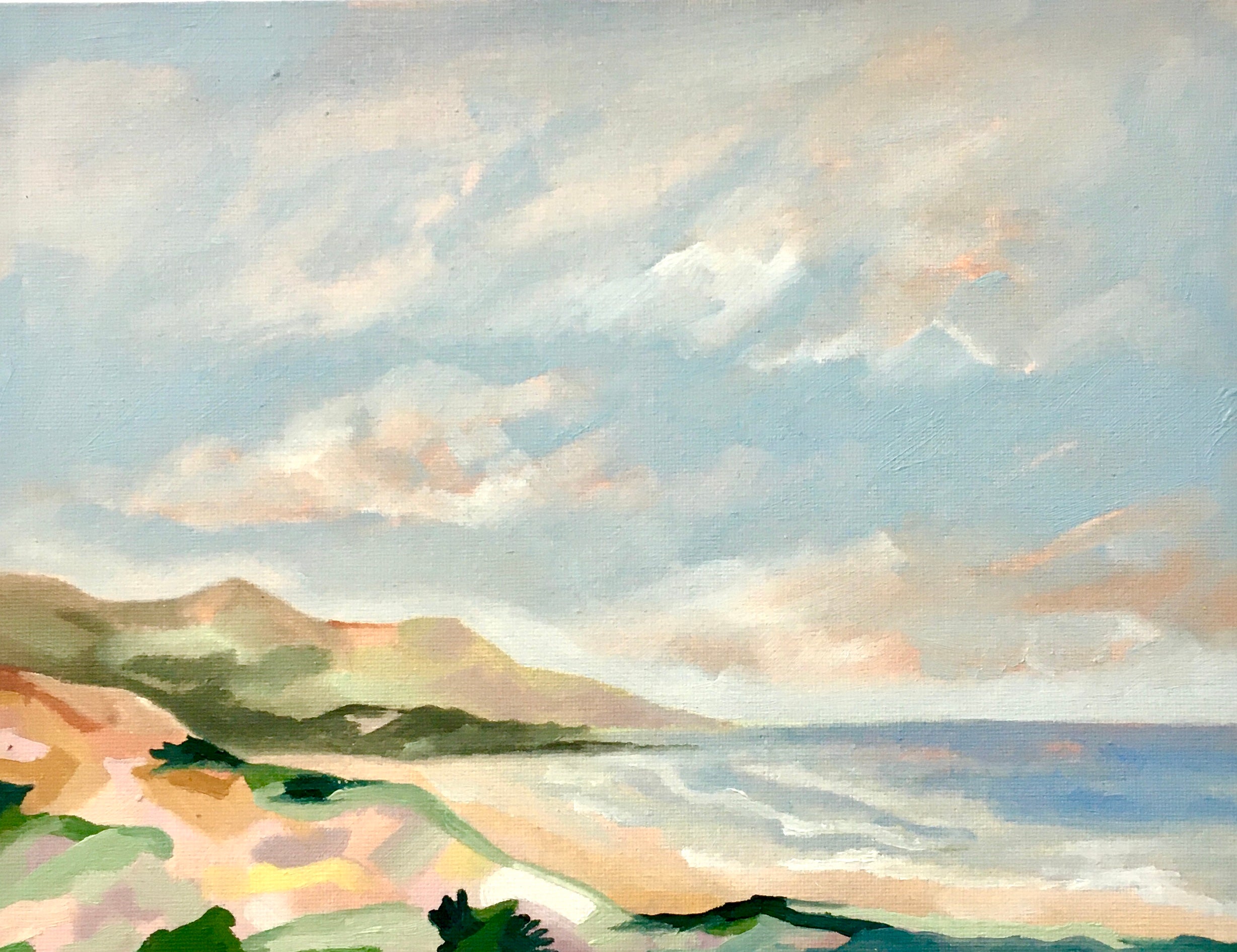 Towards Thurelstone, Sophie Berger, peinture à l'huile, art de paysage, impressionniste