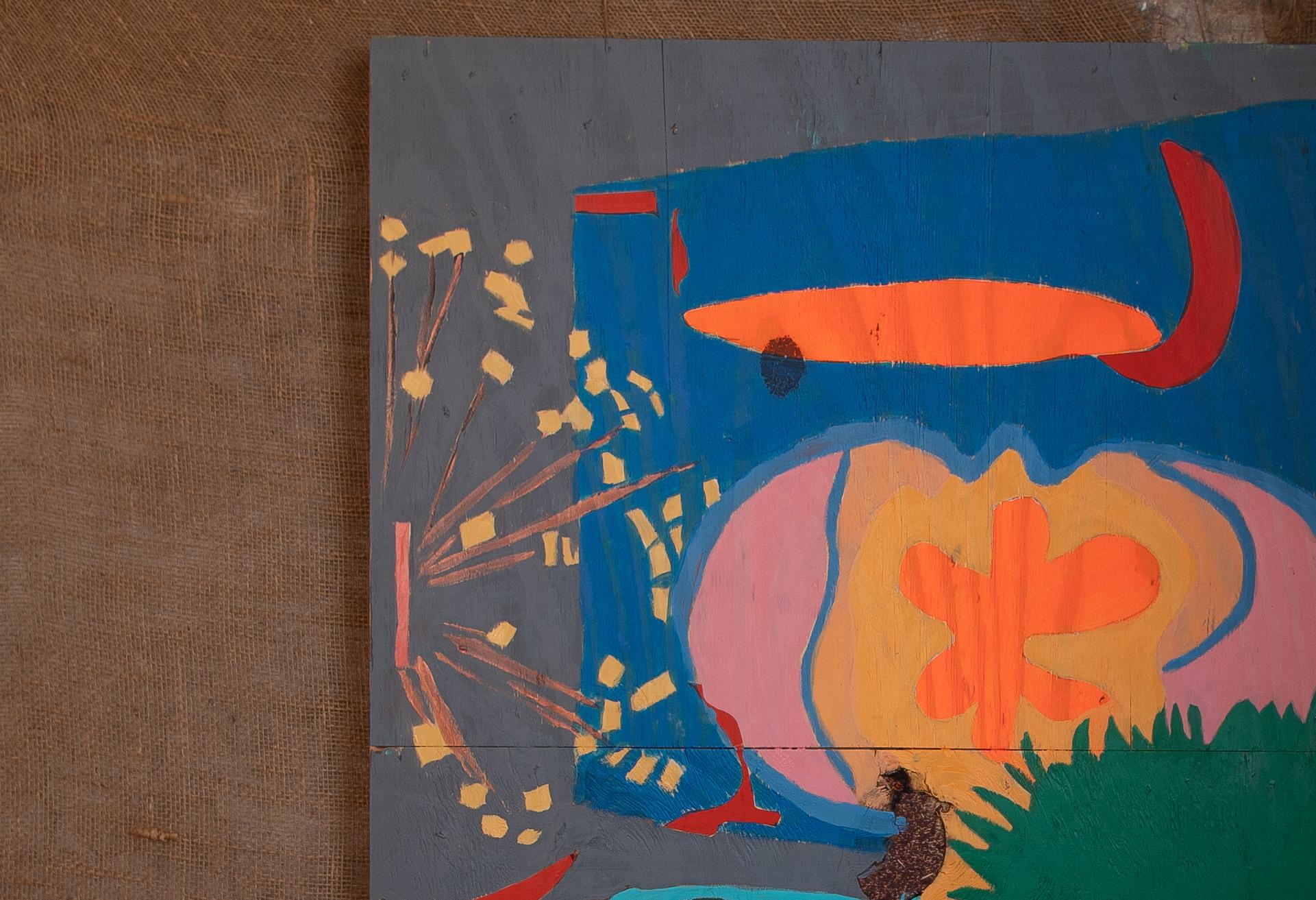On The Table In The Entrance (2024) - Abstract modern colourful painting - Black Abstract Painting by Sophie Cornet