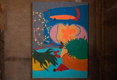 Sul tavolo all'ingresso (2024) - Quadro astratto moderno colorato