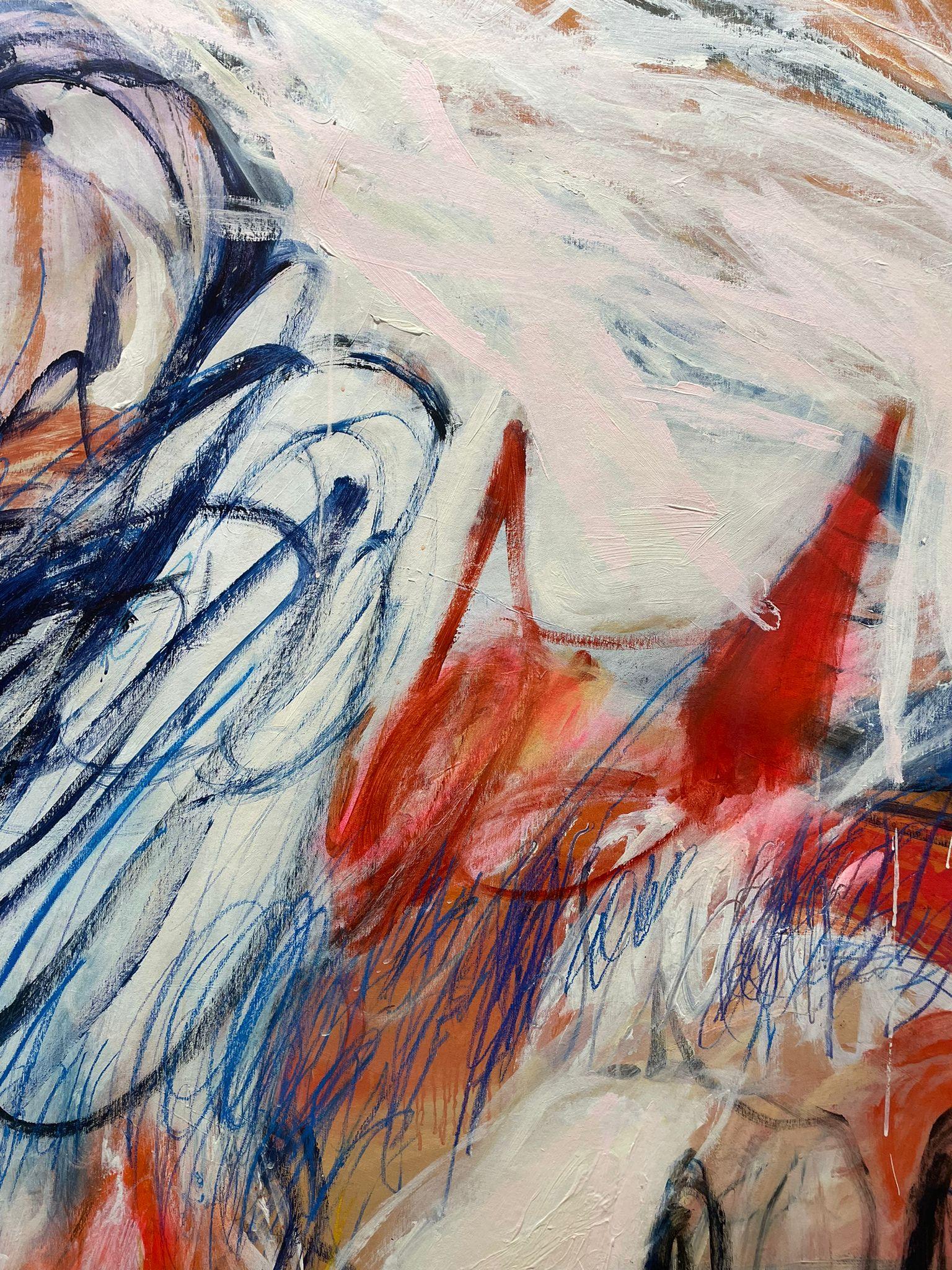 ABSTRACT New Big Orange White Blue Canadian Contemporary Artist Sophie Crichton For Sale 2