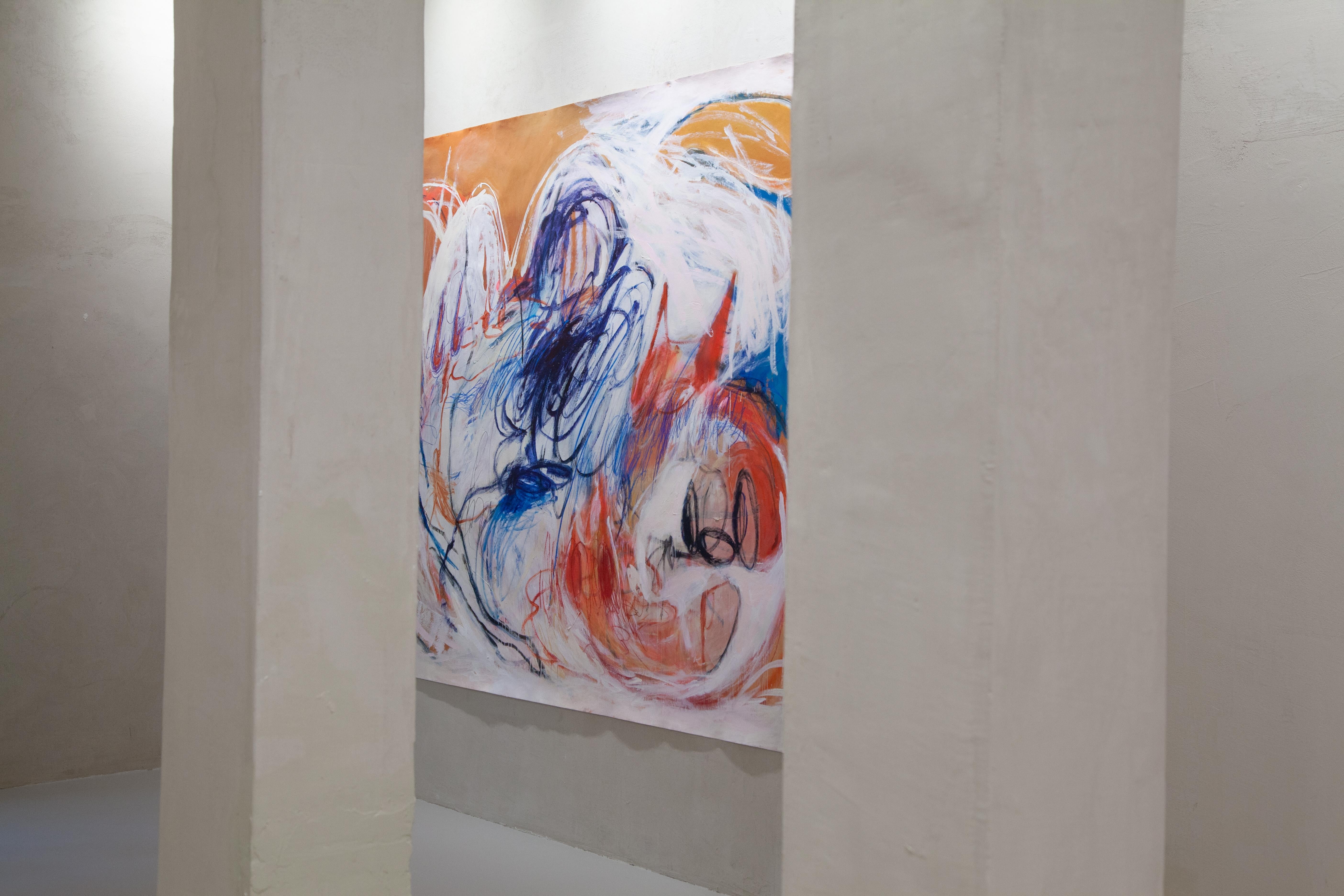 ABSTRACT New Big Orange White Blue Canadian Contemporary Artist Sophie Crichton For Sale 3