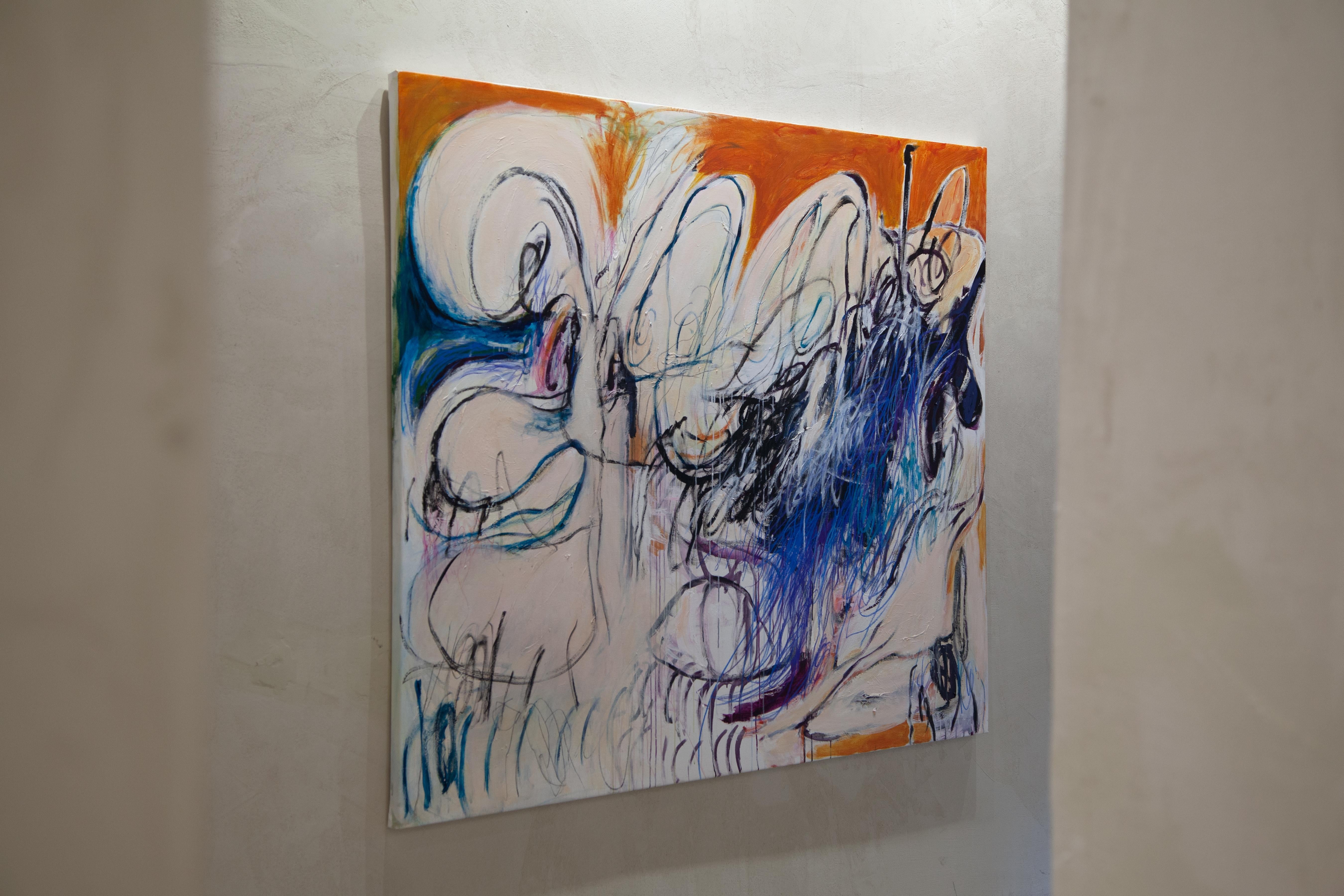 ABSTRACT New Big Orange White Blue Canadian Contemporary Artist Sophie Crichton For Sale 4