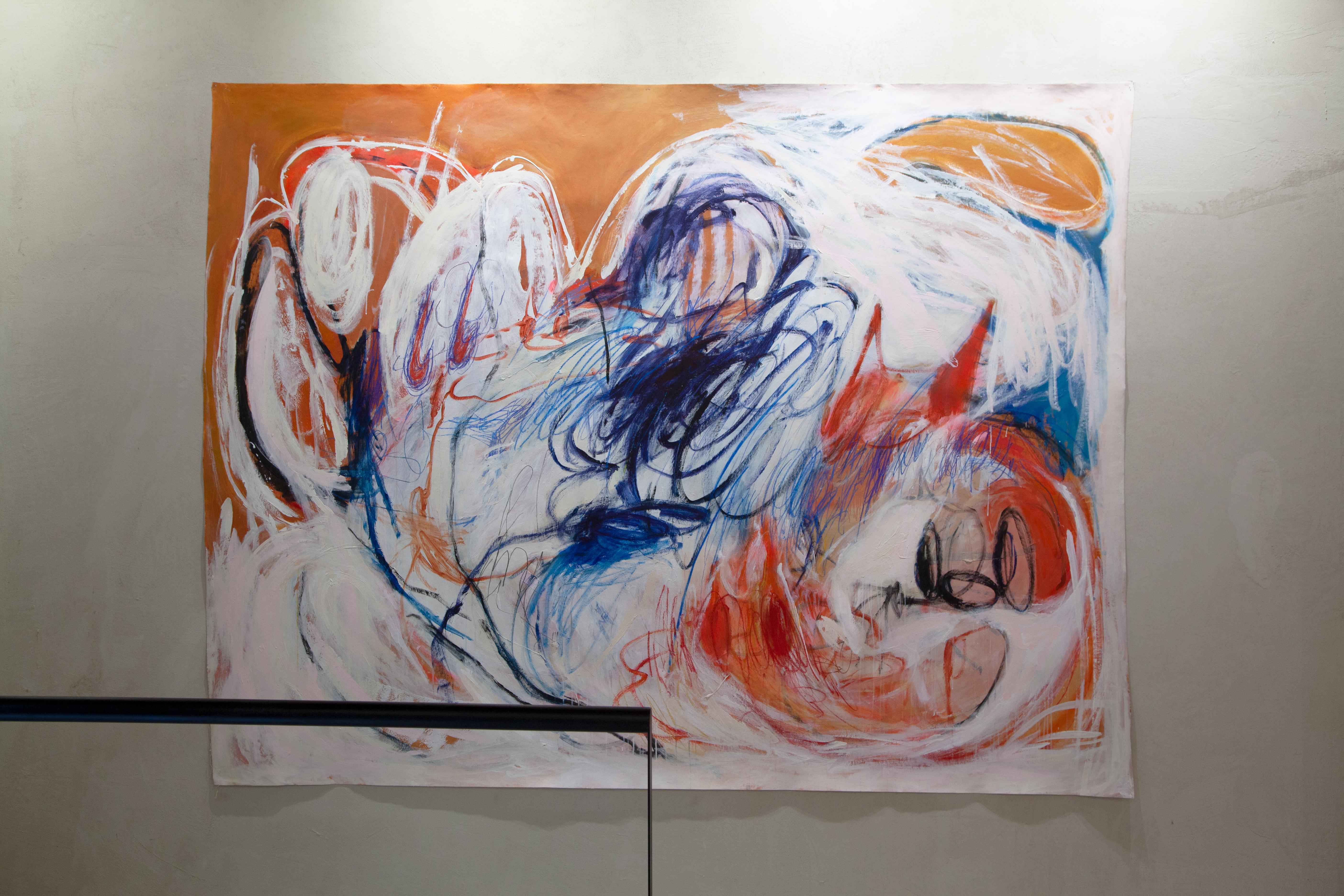 ABSTRACT New Big Orange White Blue Canadian Contemporary Artist Sophie Crichton For Sale 5