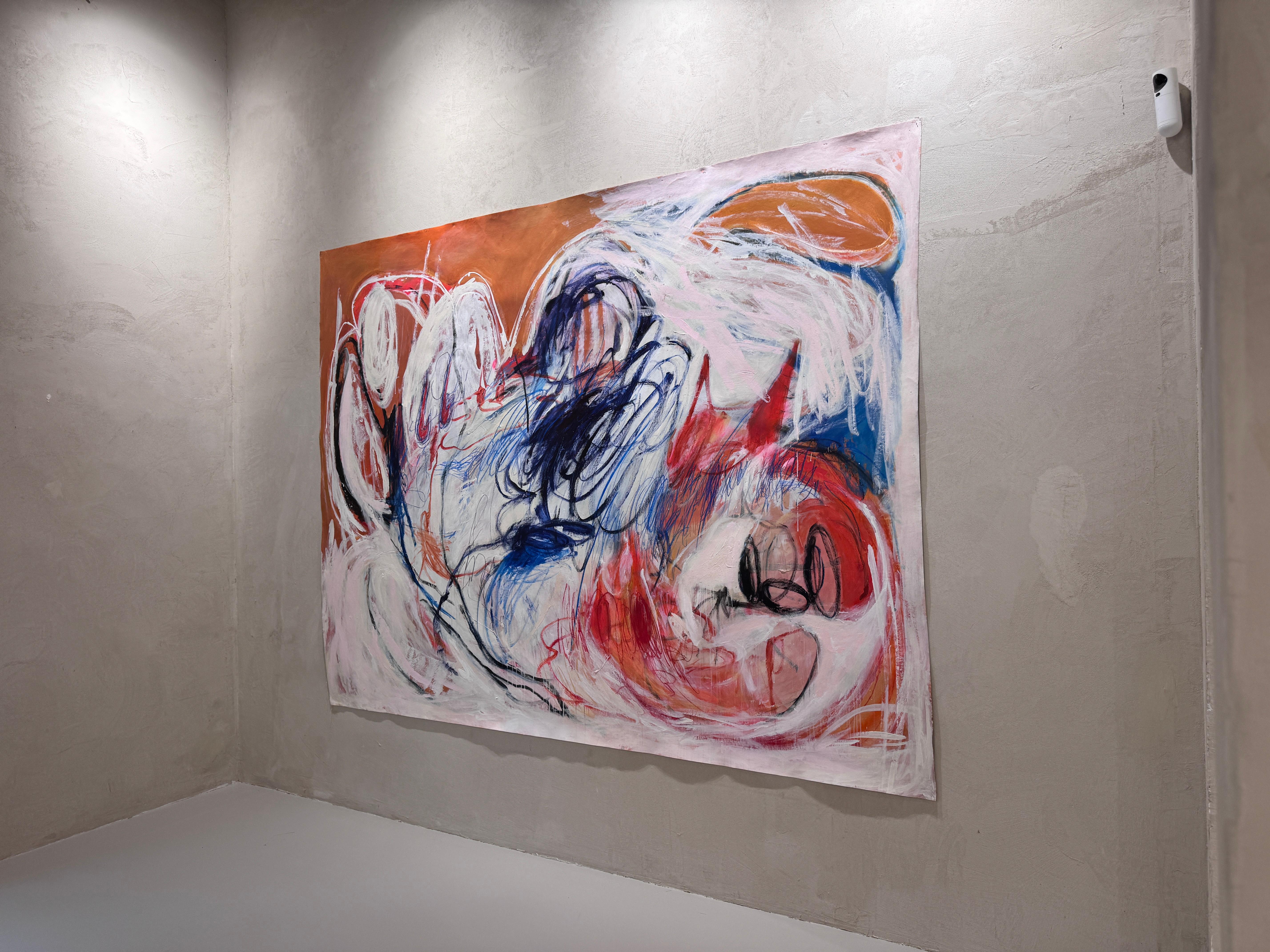 ABSTRACT New Big Orange White Blue Canadian Contemporary Artist Sophie Crichton For Sale 6