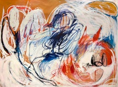 ABSTRACT New Big Orange White Blue Artiste contemporaine canadienne Sophie Crichton