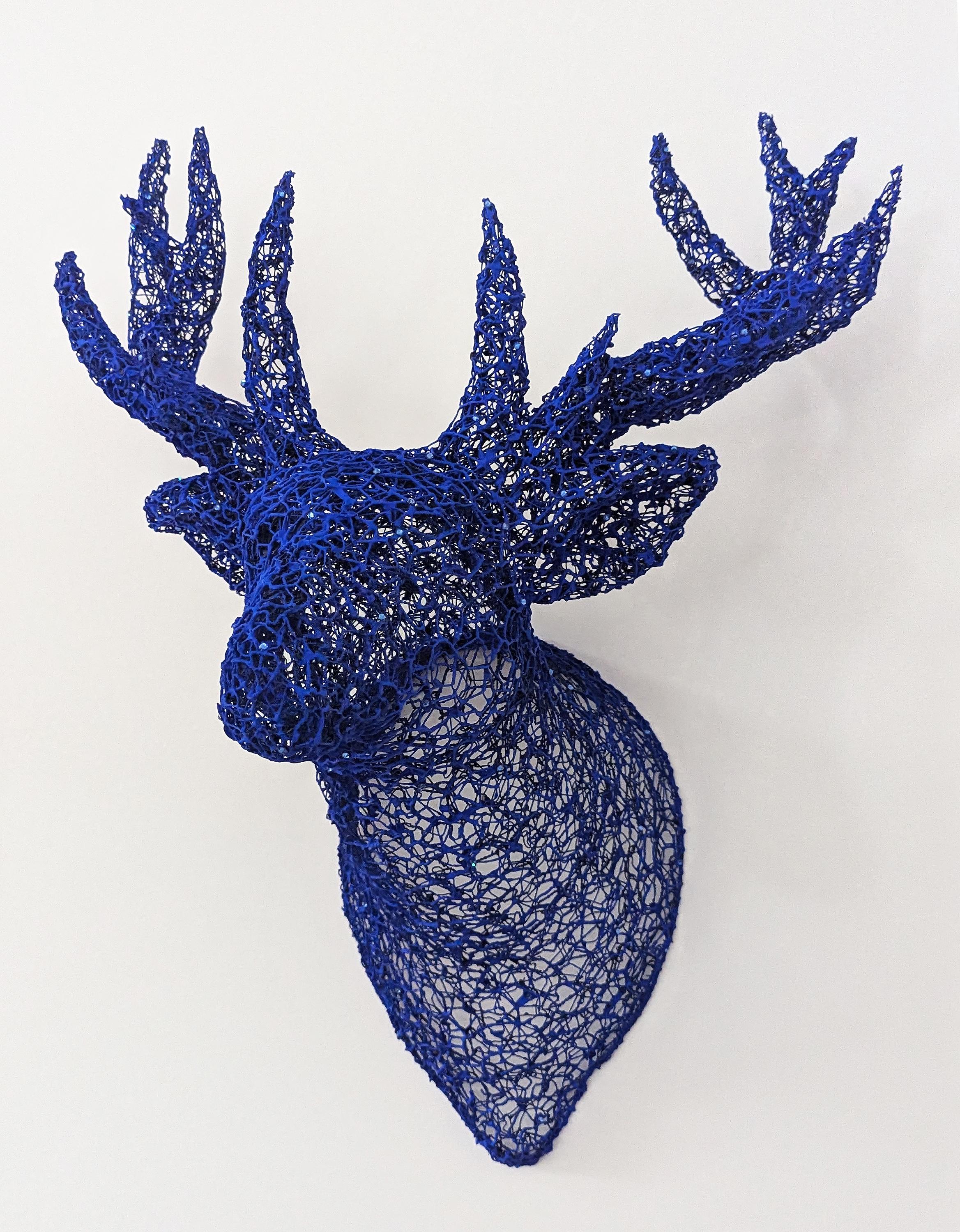 Primal Blue - Gray Figurative Sculpture by Sophie DeFrancesca