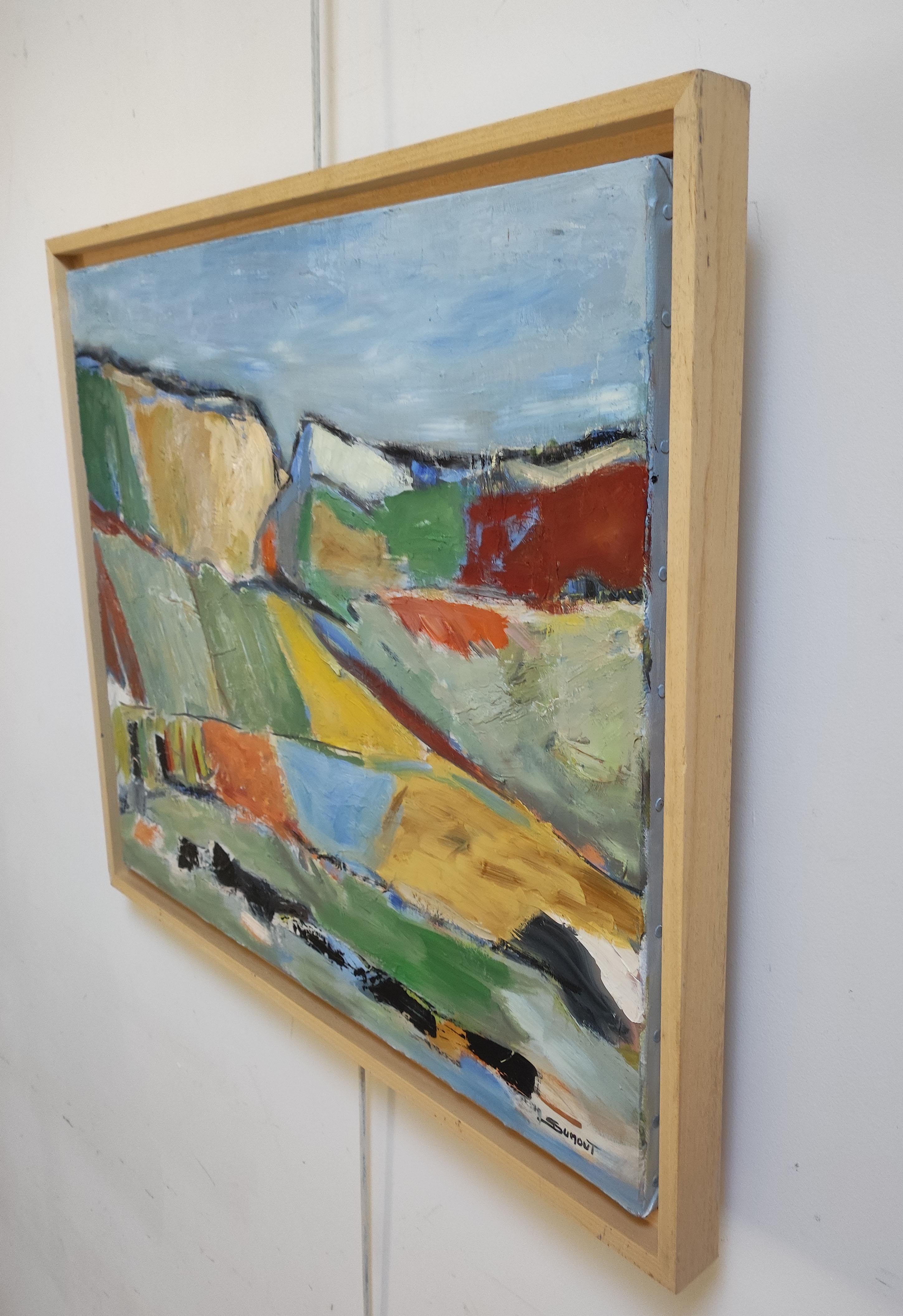 A l'orée des champs, abstract, vert, expressionism, oil on canvas, countryside For Sale 4