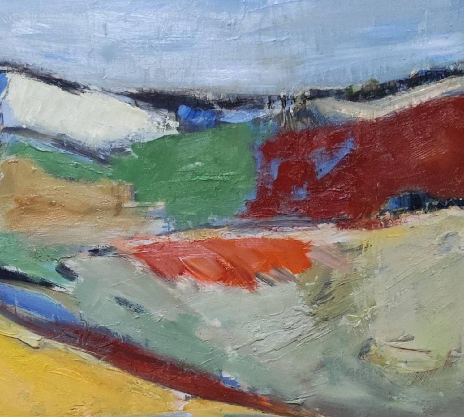 A l'orée des champs, abstract, vert, expressionism, oil on canvas, countryside - Abstract Expressionist Painting by SOPHIE DUMONT