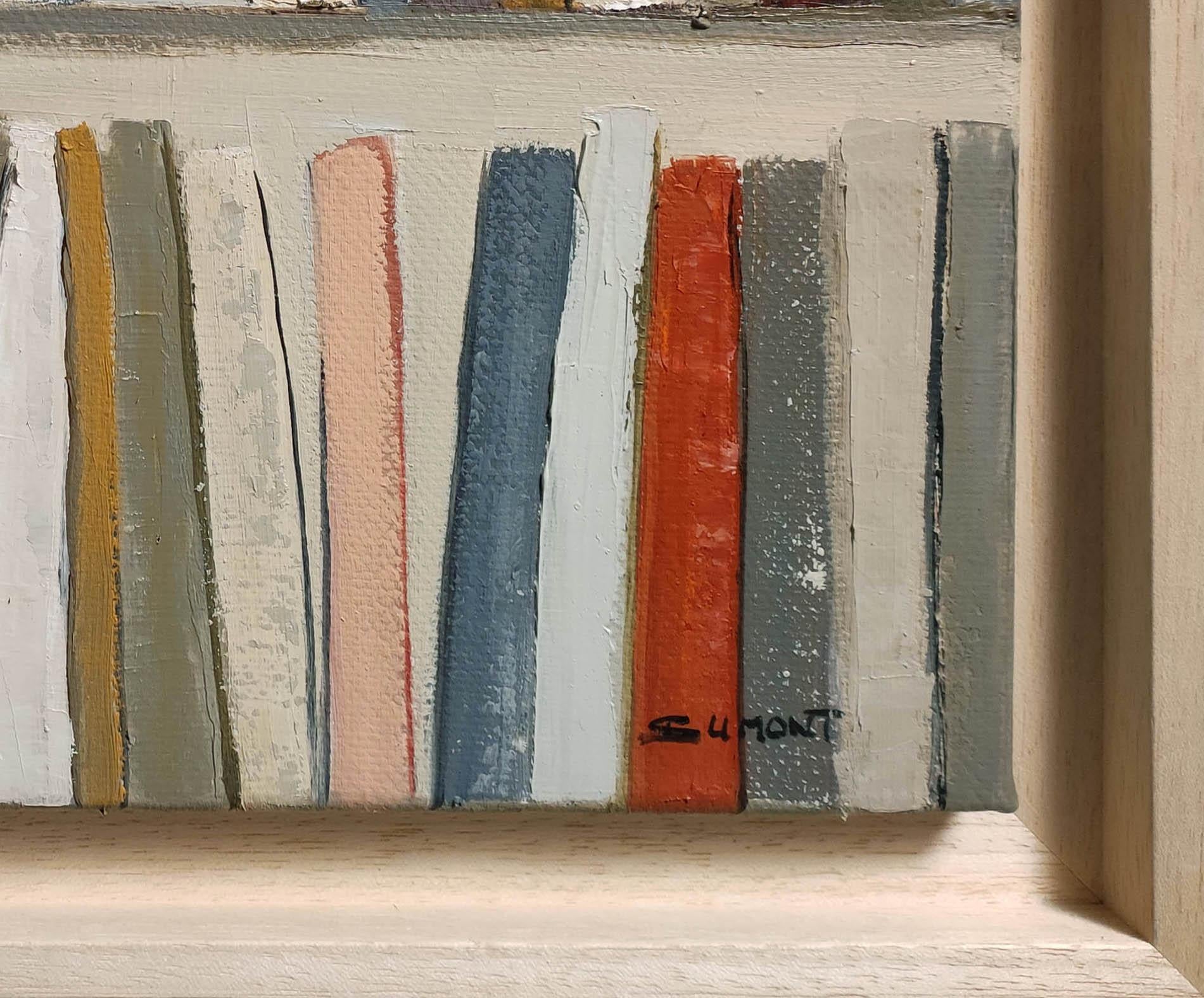 Abstract Bookshelf – Oil Painting, contemporary,  French Artist, “The Art Books” For Sale 9