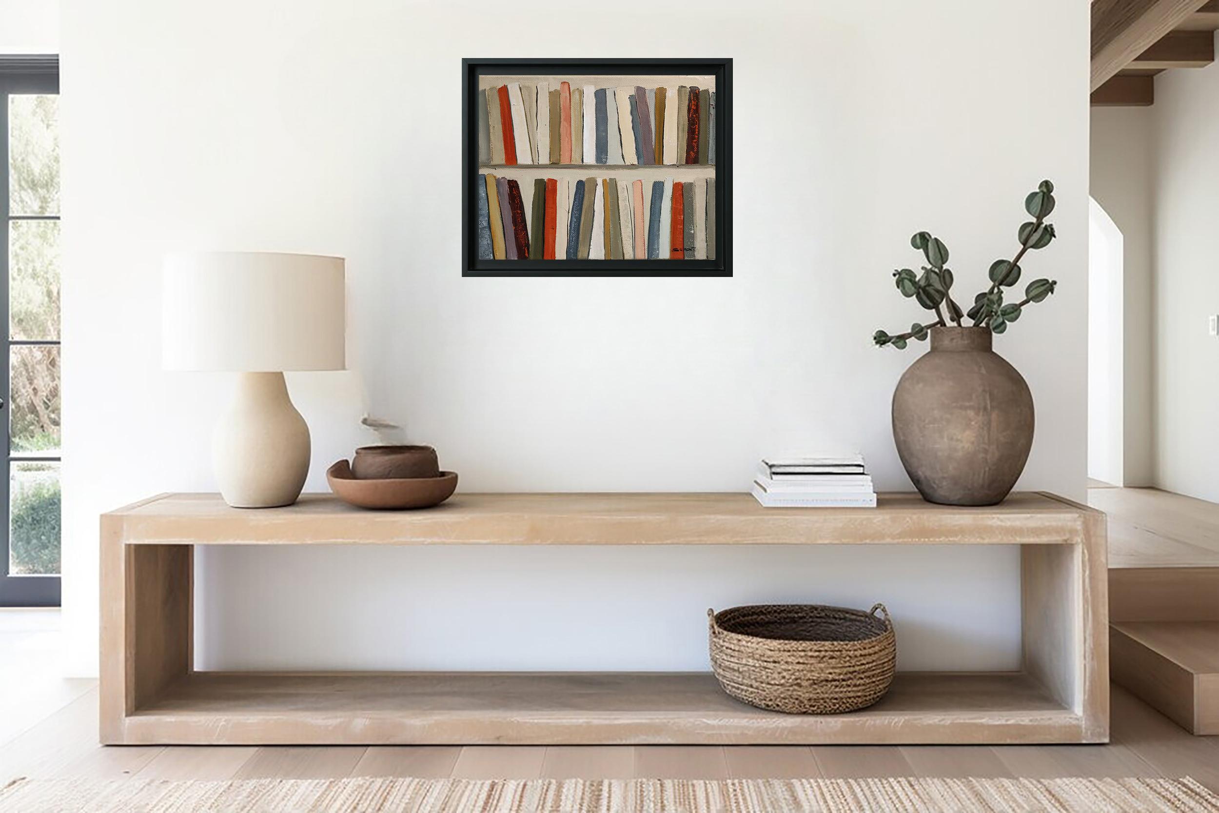 Abstract Bookshelf – Oil Painting, contemporary,  French Artist, “The Art Books” For Sale 3