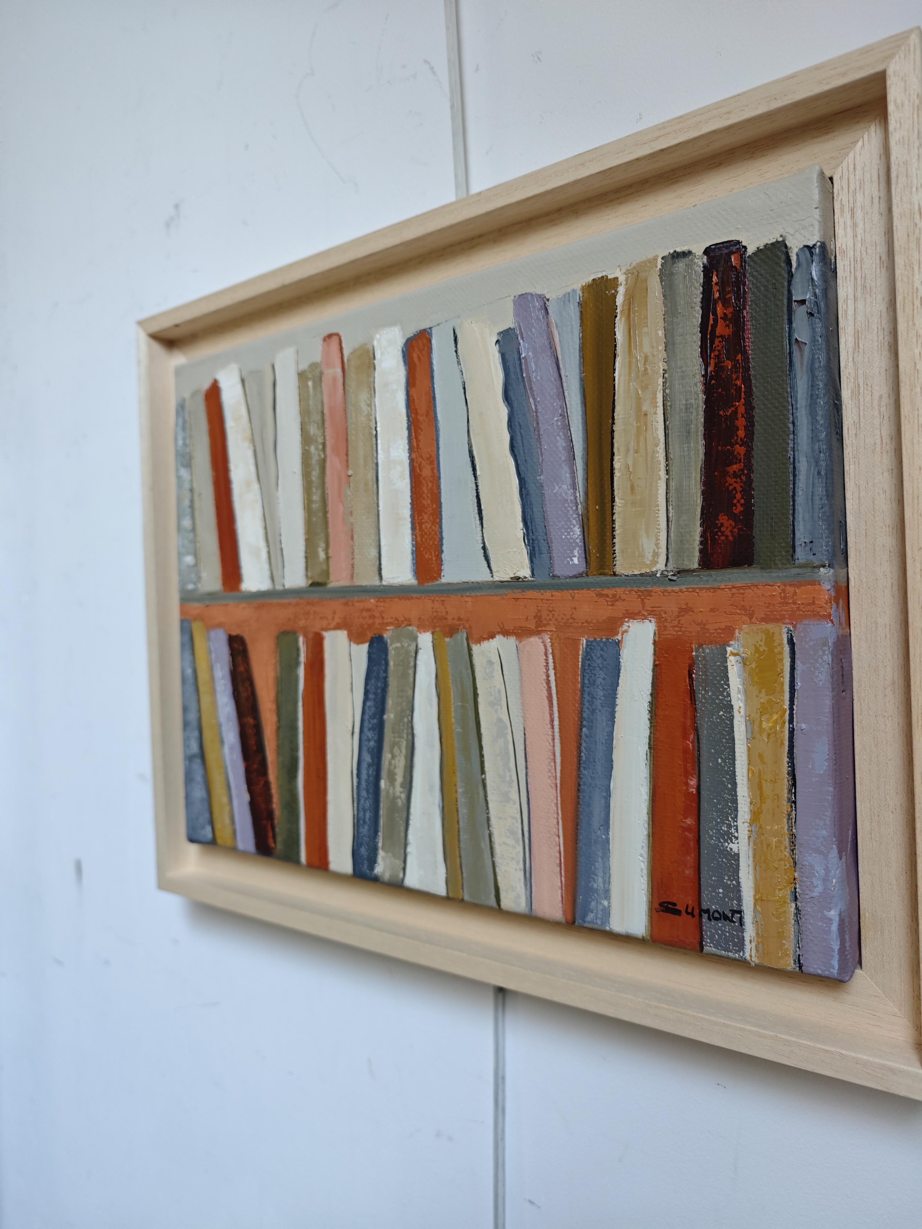 Abstract Bookshelf – Oil Painting, contemporary,  French Artist, 