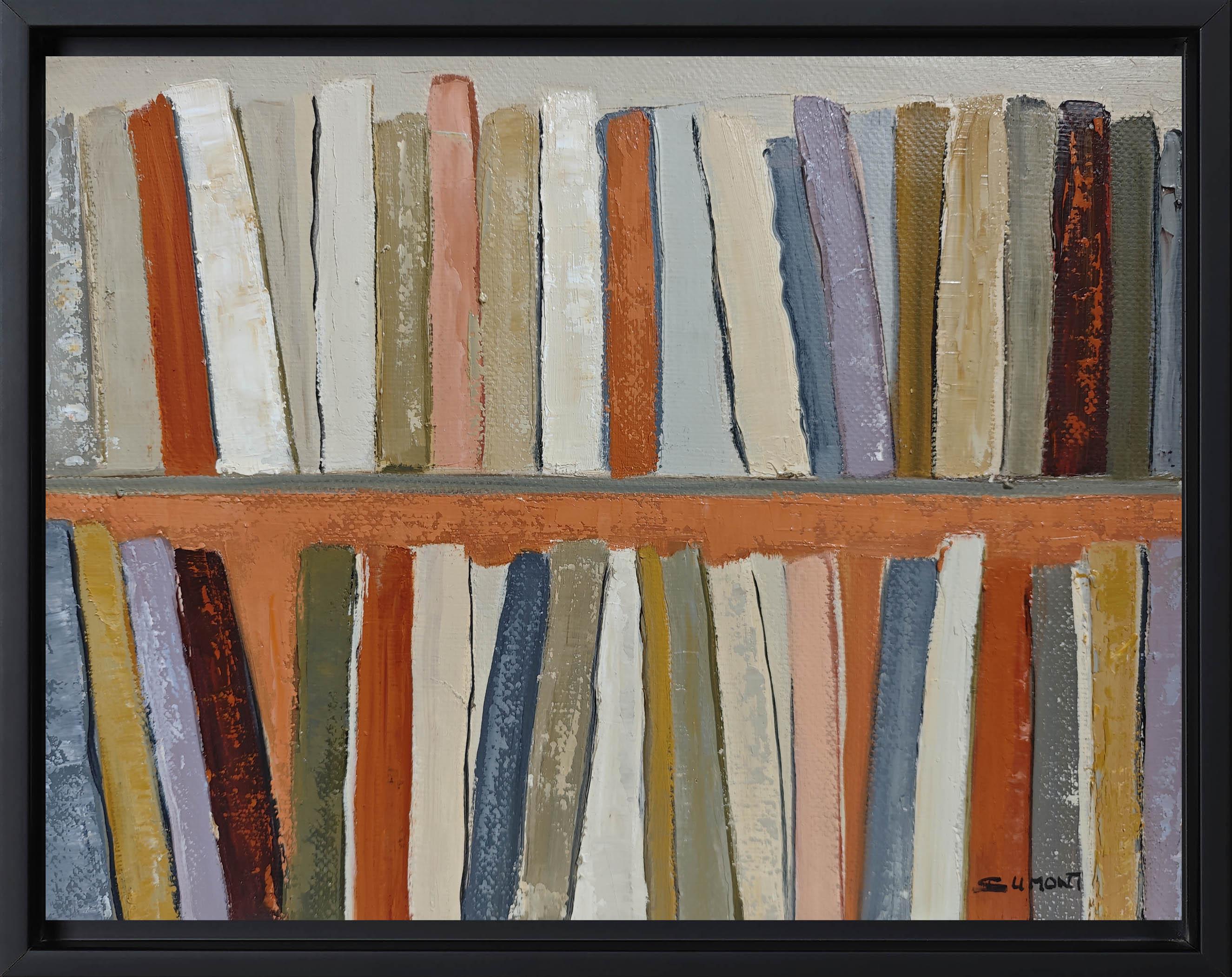 Abstraktes Bücherregal - Ölgemälde, zeitgenössisch,  Französischer Künstler, "Die Kunstbücher"