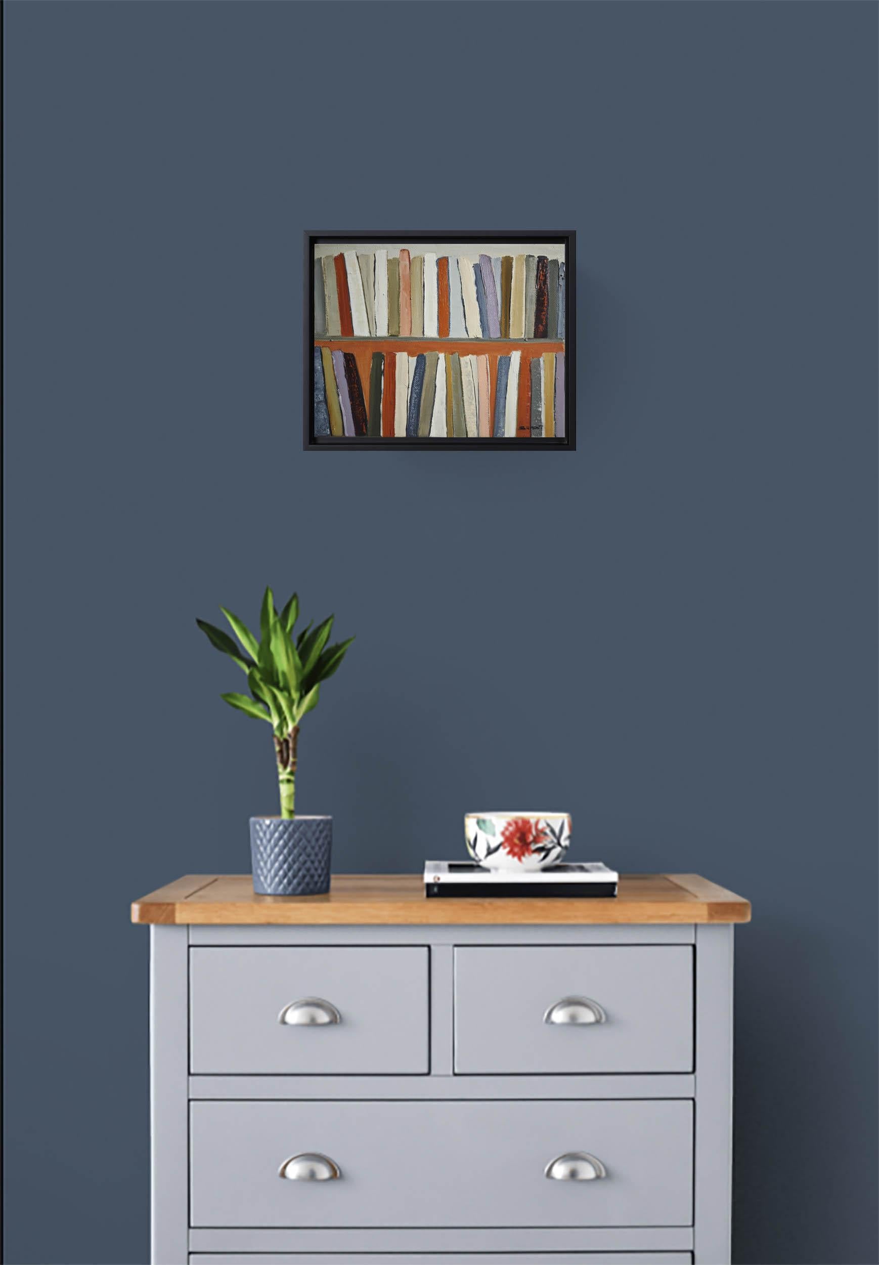 Abstract Bookshelf – Oil Painting, contemporary,  French Artist, “The Art Books” For Sale 7