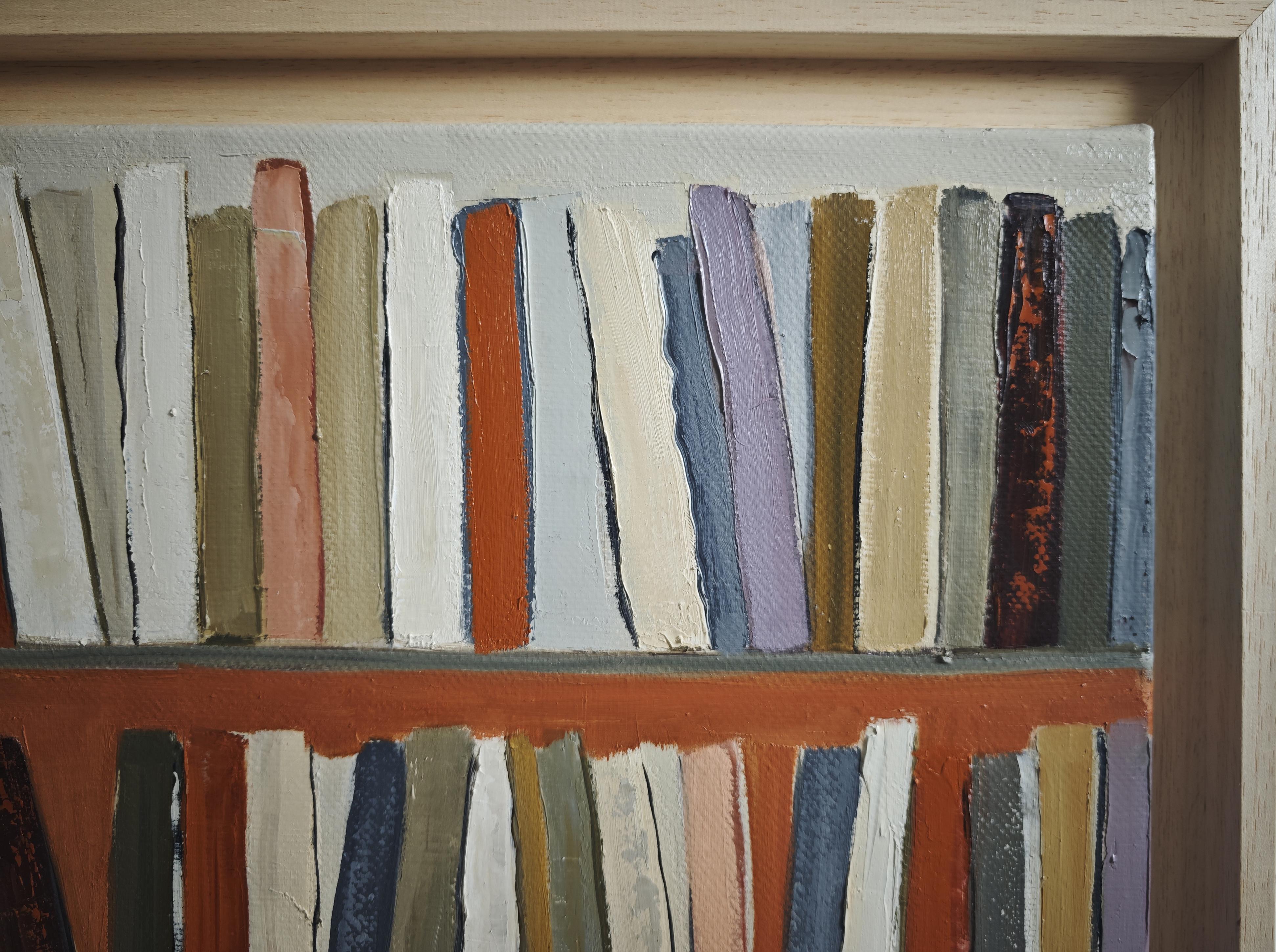 Abstract Bookshelf – Oil Painting, contemporary,  French Artist, “The Art Books” For Sale 2
