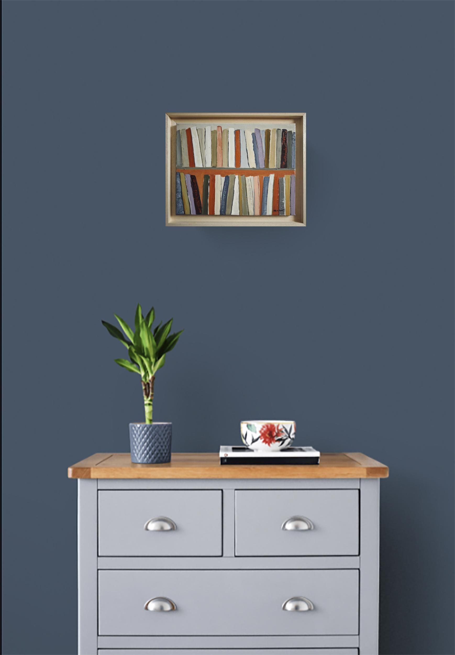 Abstract Bookshelf – Oil Painting, contemporary,  French Artist, “The Art Books” For Sale 6
