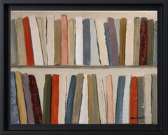 Abstract Bookshelf – Oil Painting, contemporary,  French Artist, “The Art Books”