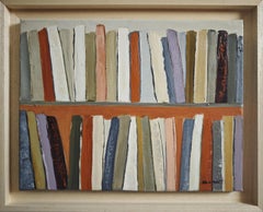 Abstract Bookshelf – Oil Painting, contemporary,  French Artist, “The Art Books”