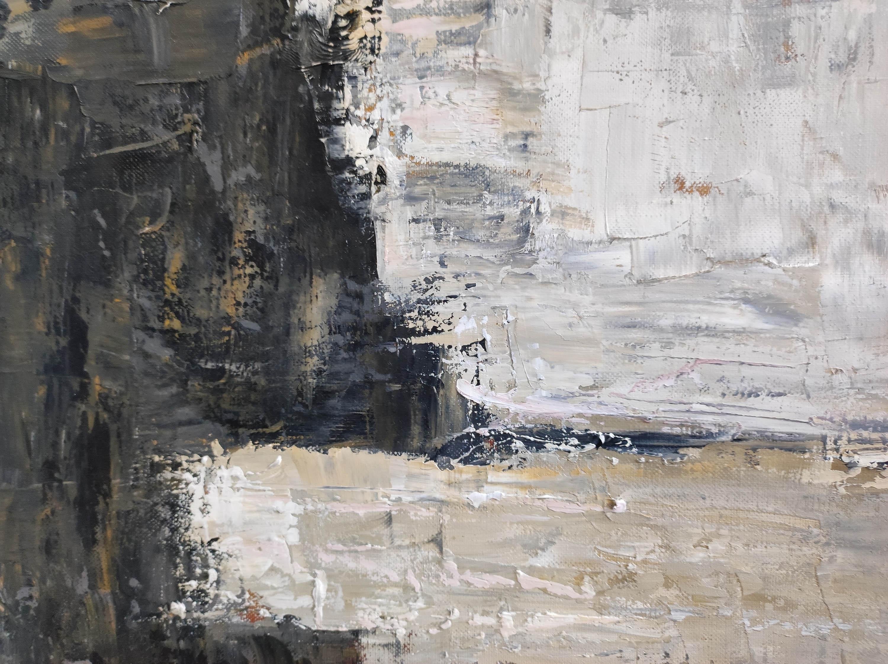 falaises abstraites, dyptique, huile sur toile, texturé, art contemporain, moderne en vente 8