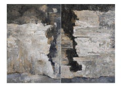 falaises abstraites, dyptique, huile sur toile, texturé, art contemporain, moderne