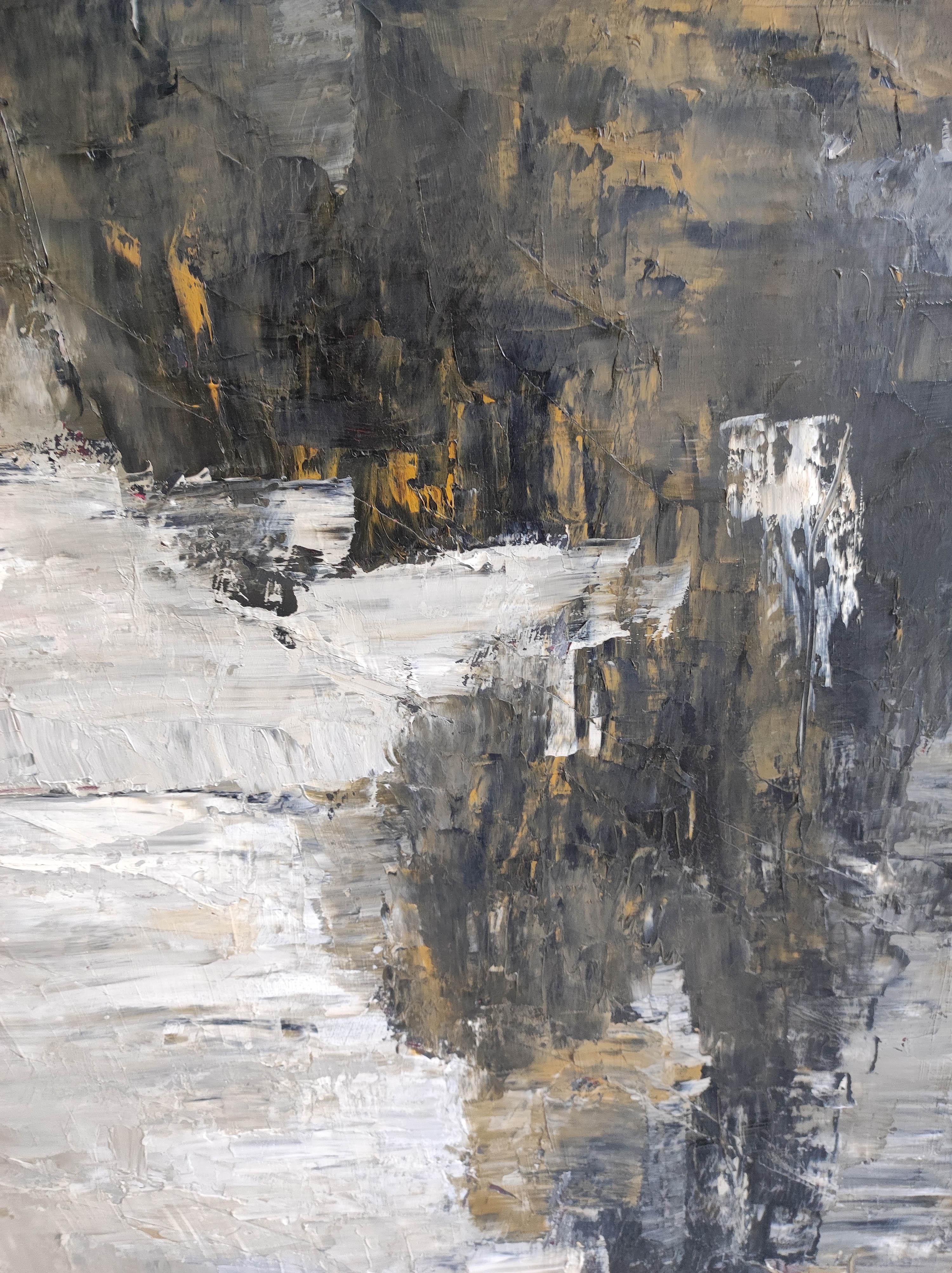 falaises abstraites, dyptique, huile sur toile, texturé, art contemporain, moderne en vente 1