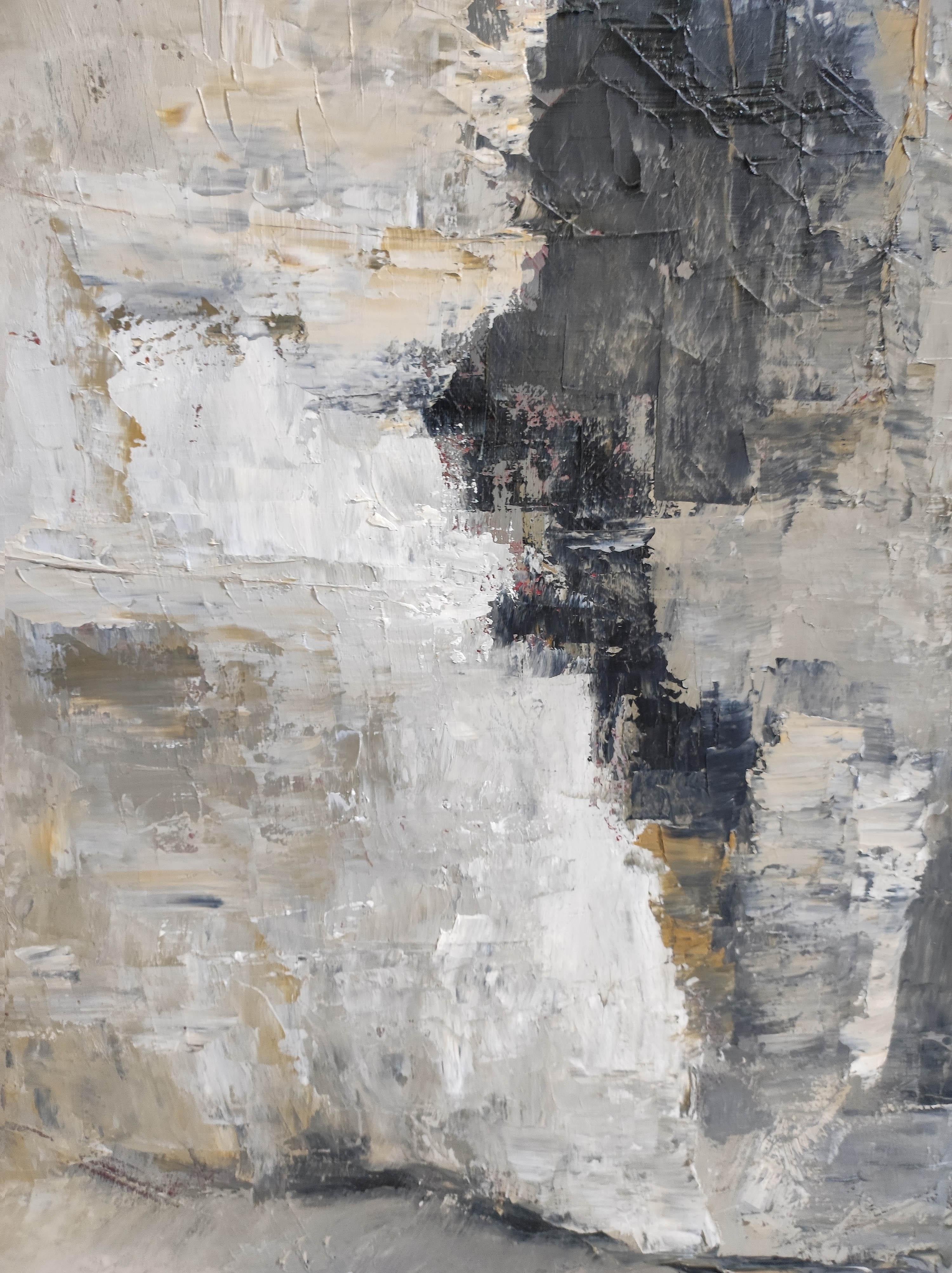 falaises abstraites, dyptique, huile sur toile, texturé, art contemporain, moderne en vente 2