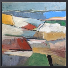 abstract countryside, lanscape, oil on canvas, expressionism, multicolor, french