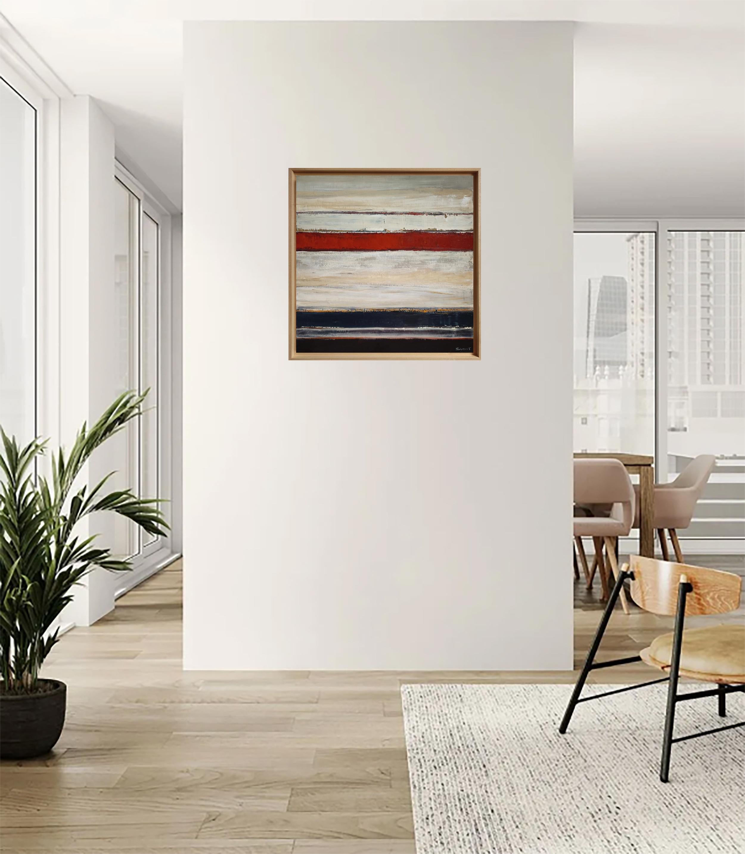 Abstract Mixed Media Painting on Linen, Horizontal Landscape Composition, 2025 For Sale 7