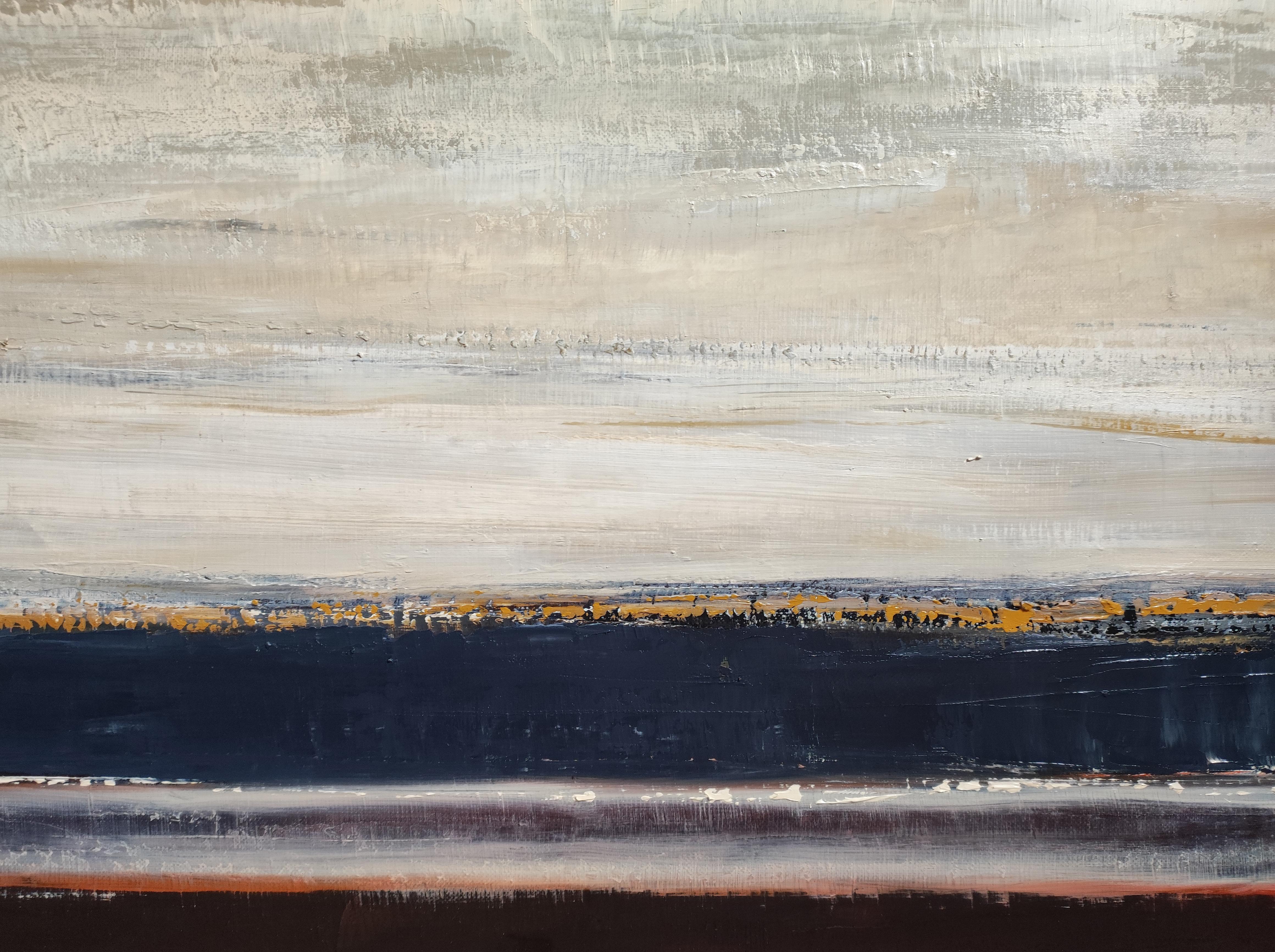 Abstract Mixed Media Painting on Linen, Horizontal Landscape Composition, 2025 For Sale 2