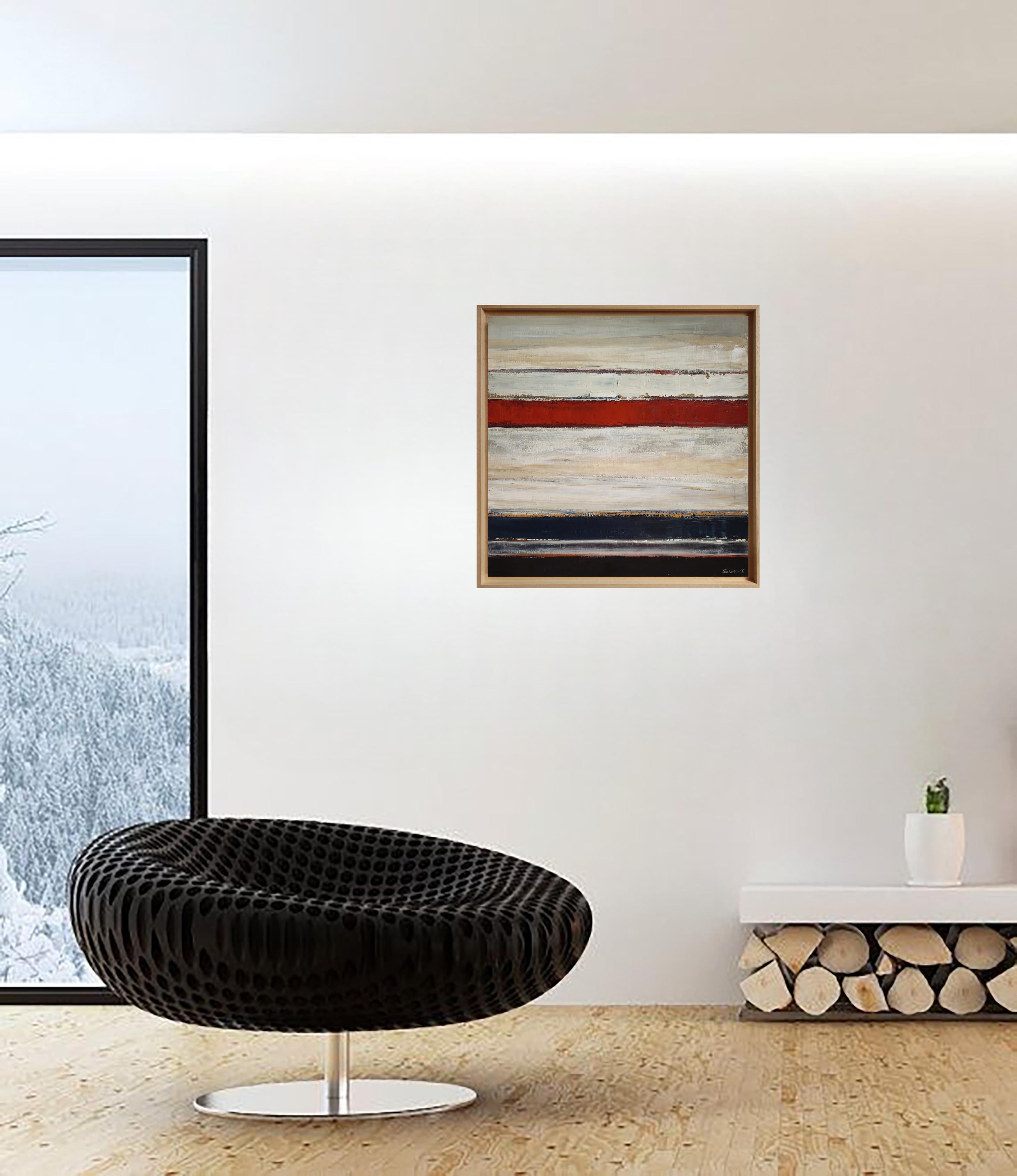 Abstract Mixed Media Painting on Linen, Horizontal Landscape Composition, 2025 For Sale 6