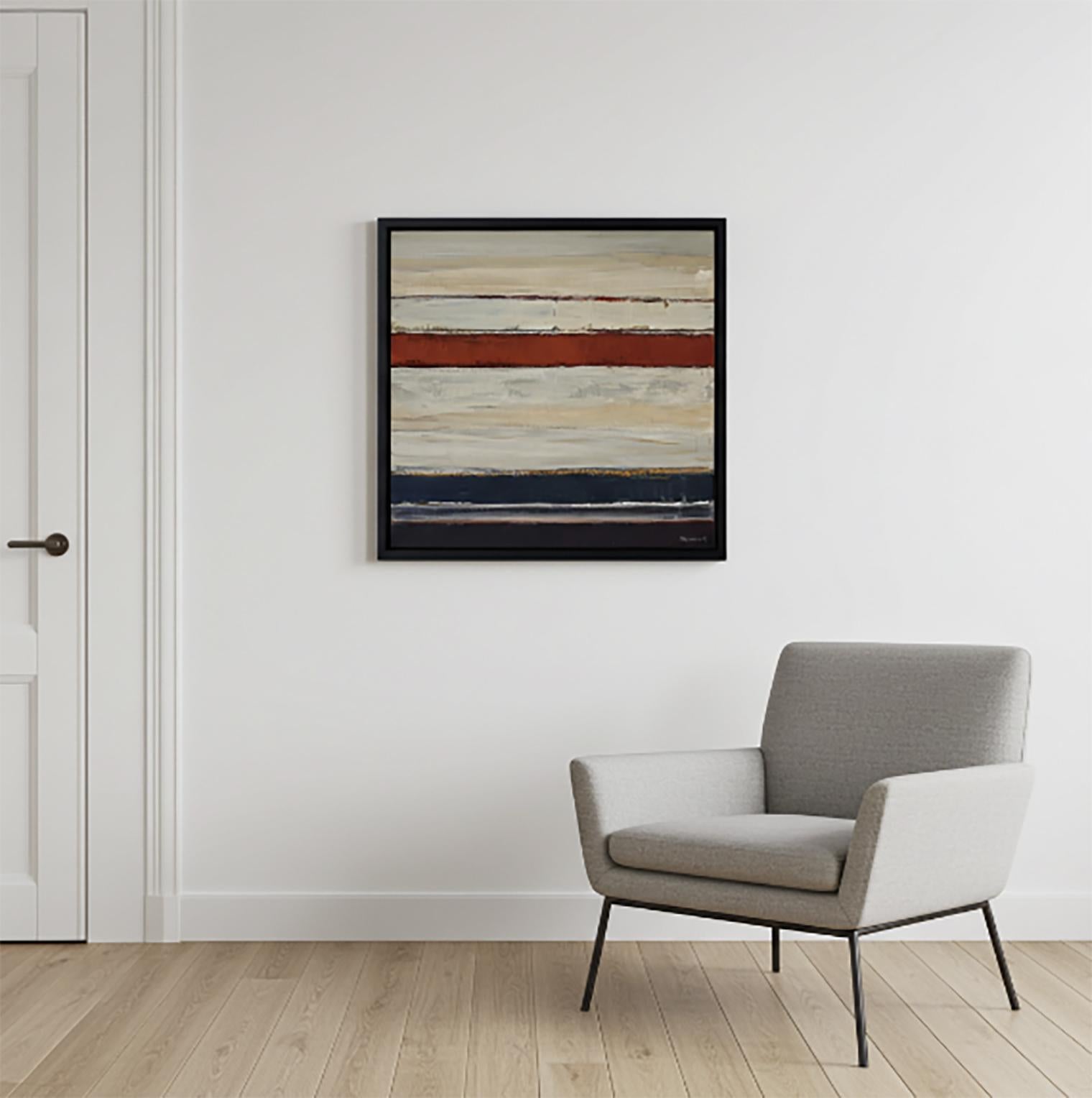 Abstract Mixed Media Painting on Linen, Horizontal Landscape Composition, 2025 For Sale 5