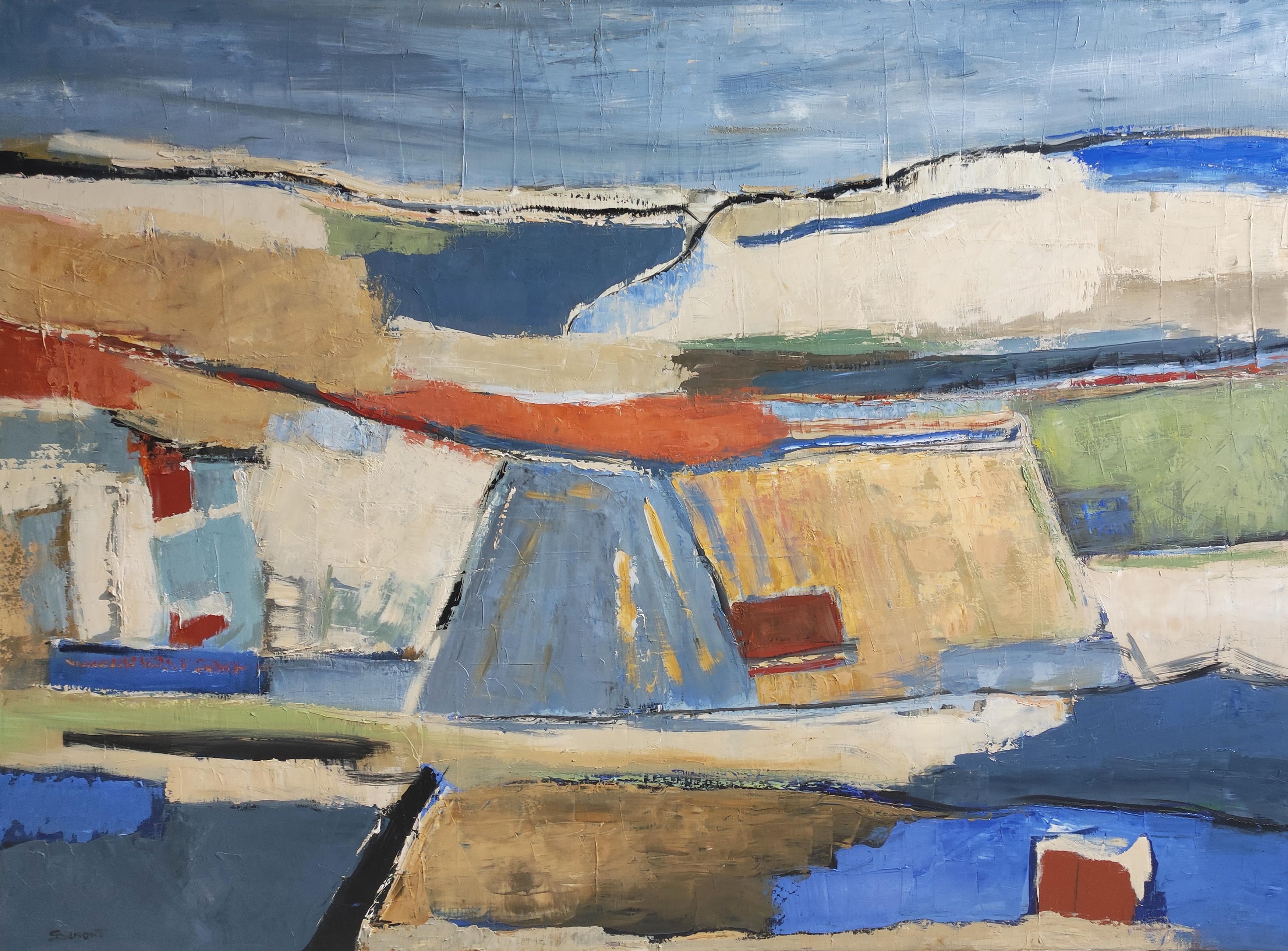 Abstract Painting SOPHIE DUMONT - manège abstrait,  Paysage, abstrait bleu, , peinture à l'huile  texture, expressionnisme