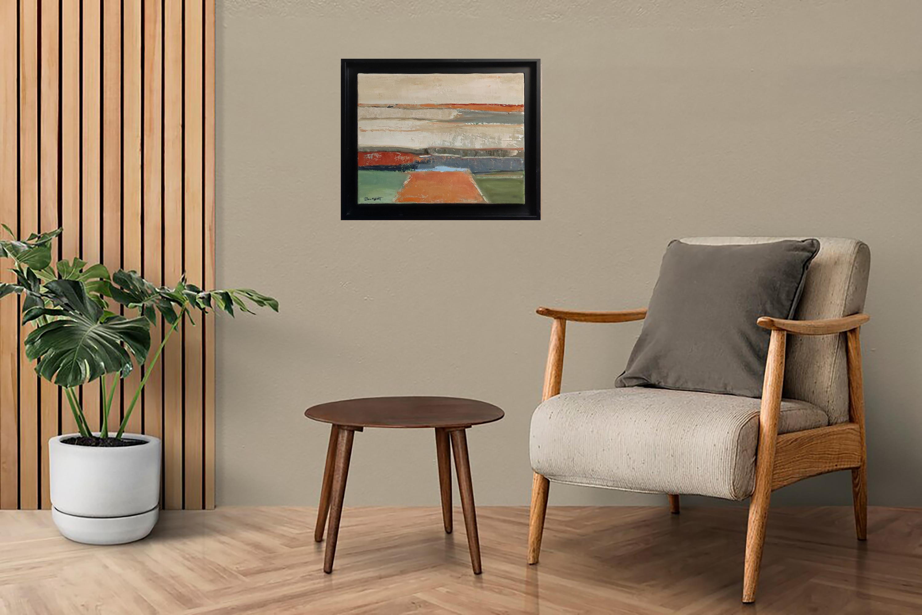Abstrakte Stille, Landschaft, Öl auf Leinwand, zeitgenössisch, französischer Künstler, modern im Angebot 7