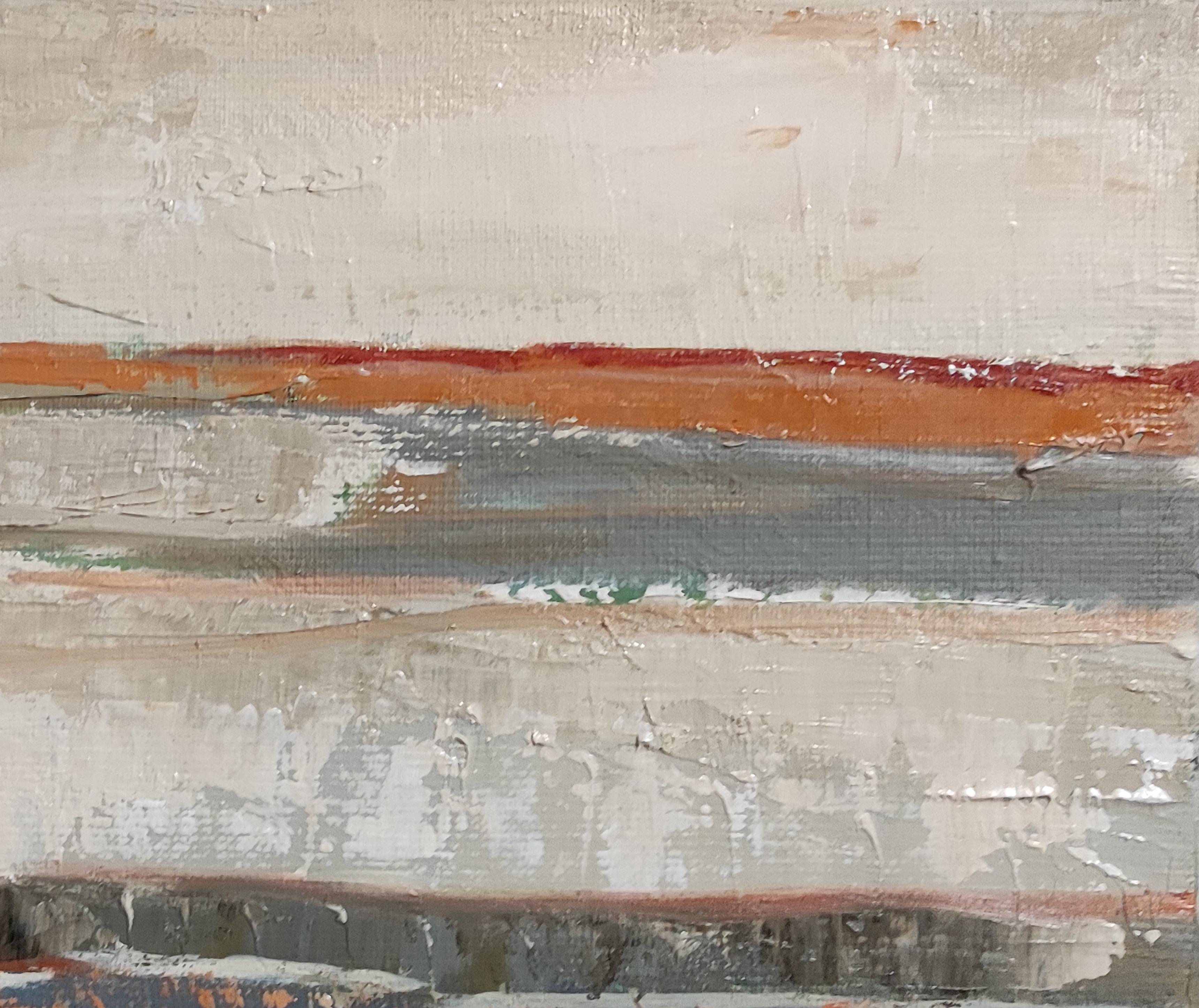 Silencio abstracto, paisaje, óleo sobre lienzo, contemporáneo, artista francés, moderno - Landscape Painting Marrón de SOPHIE DUMONT