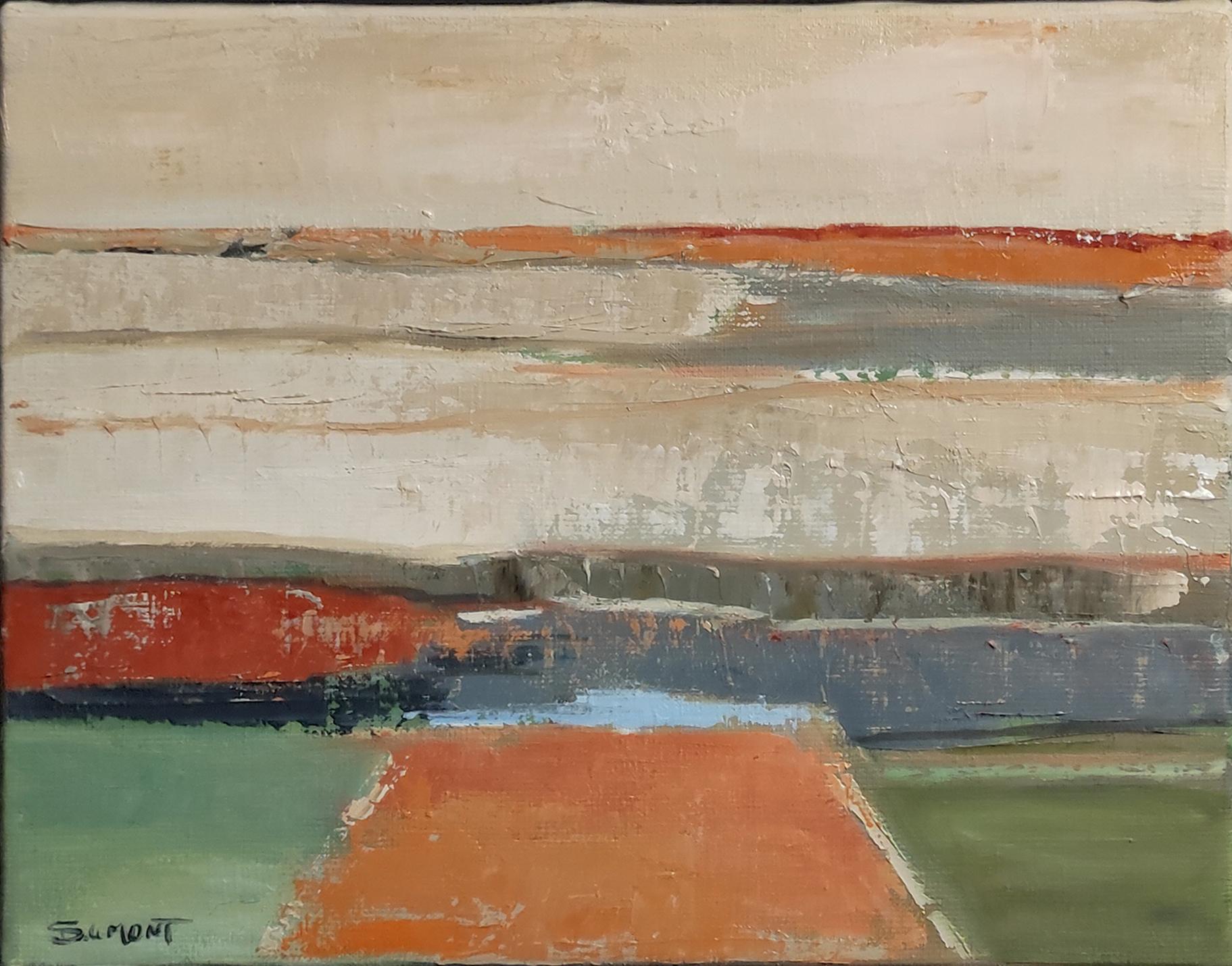 Silencio abstracto, paisaje, óleo sobre lienzo, contemporáneo, artista francés, moderno en venta 3