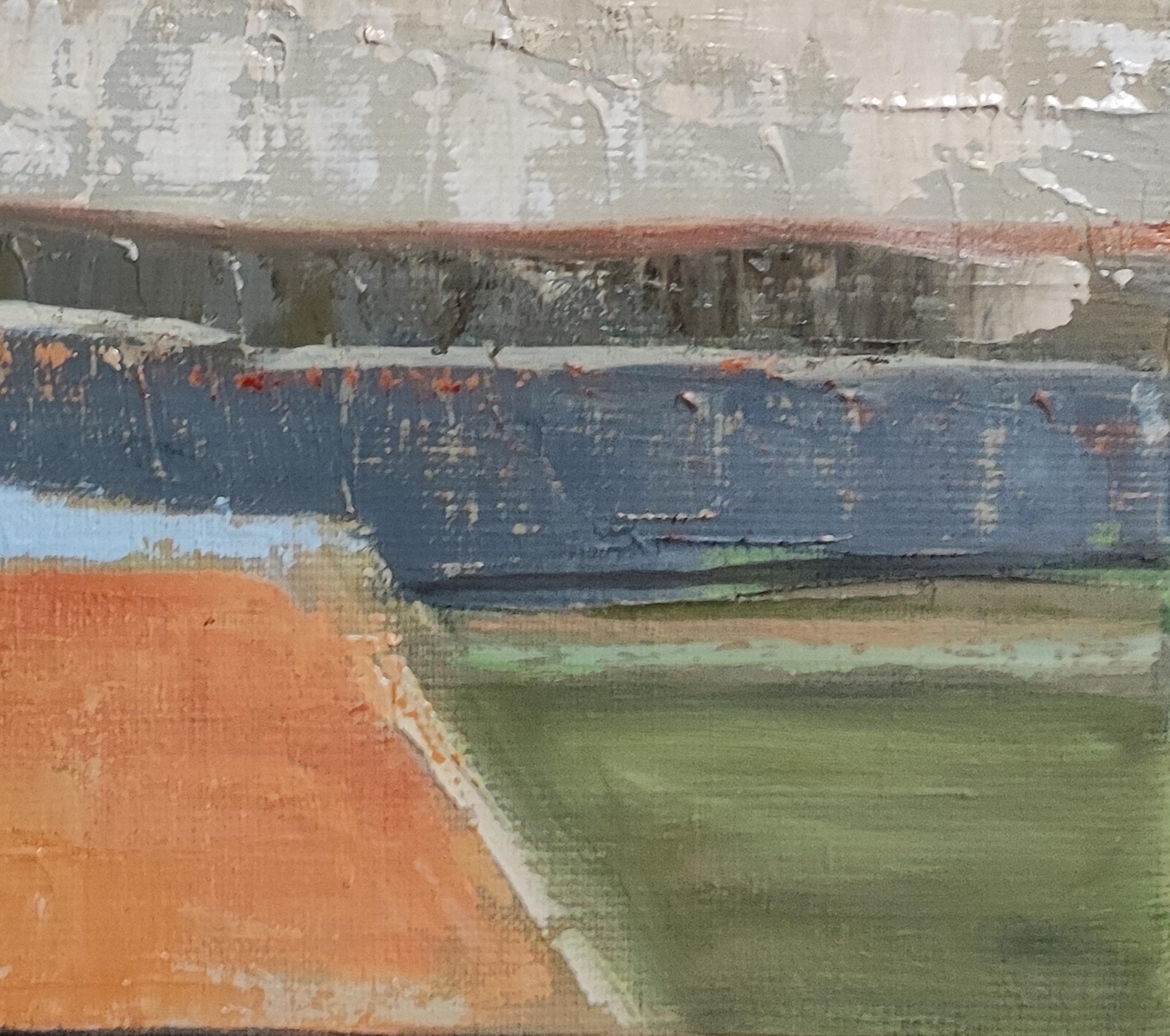 Silencio abstracto, paisaje, óleo sobre lienzo, contemporáneo, artista francés, moderno en venta 4