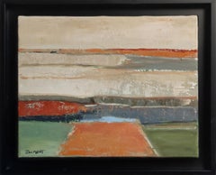 Abstract Landscape in Earth Tones – Textured Oil Painting by Sophie Dumont