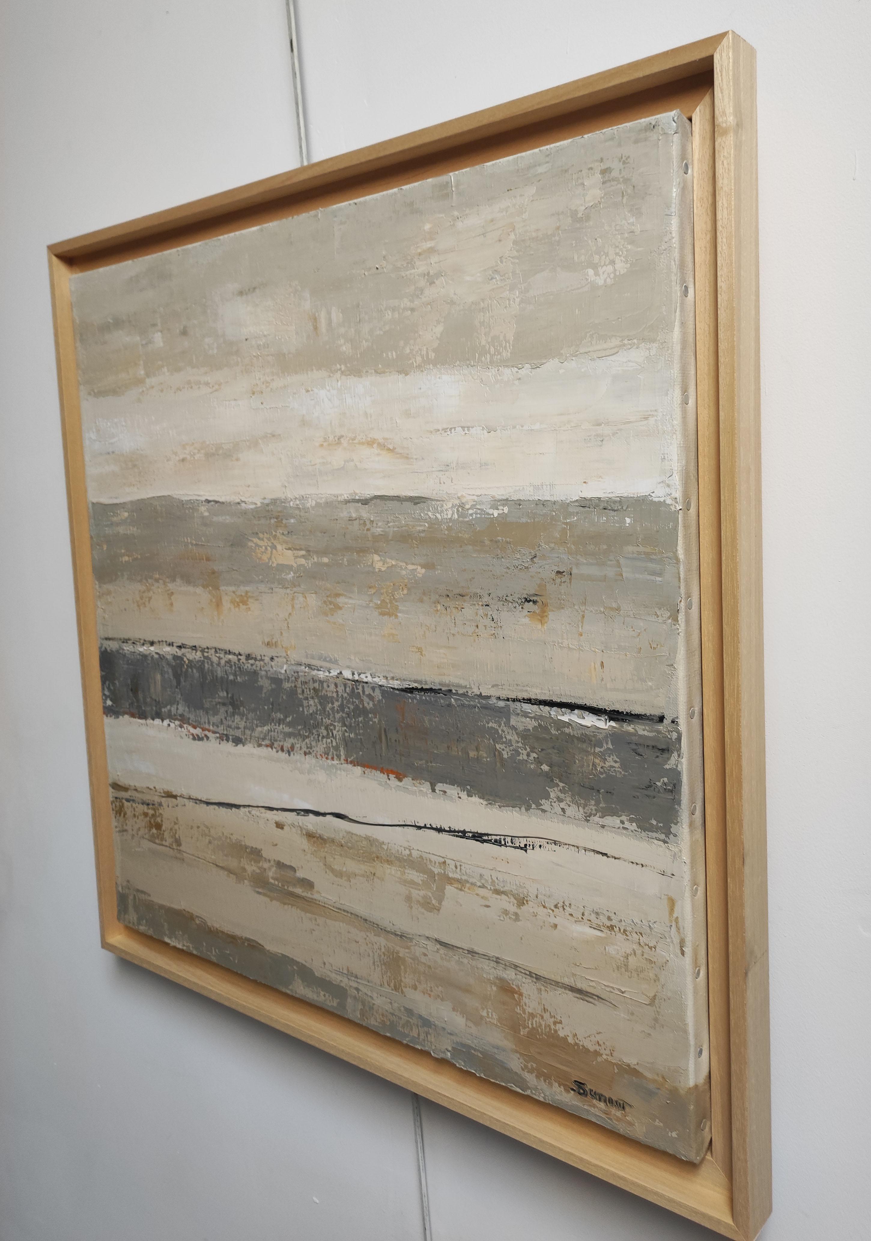 Accalmie, Paesaggio astratto, Campagna, Contemporaneo, Moderno,  Minimalismo - Landscape Painting Marrone di SOPHIE DUMONT